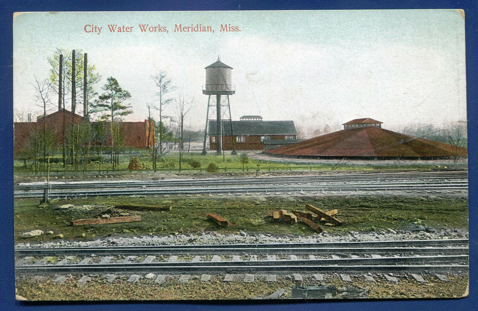 City Water Works Meridian Mississippi ms old postcard