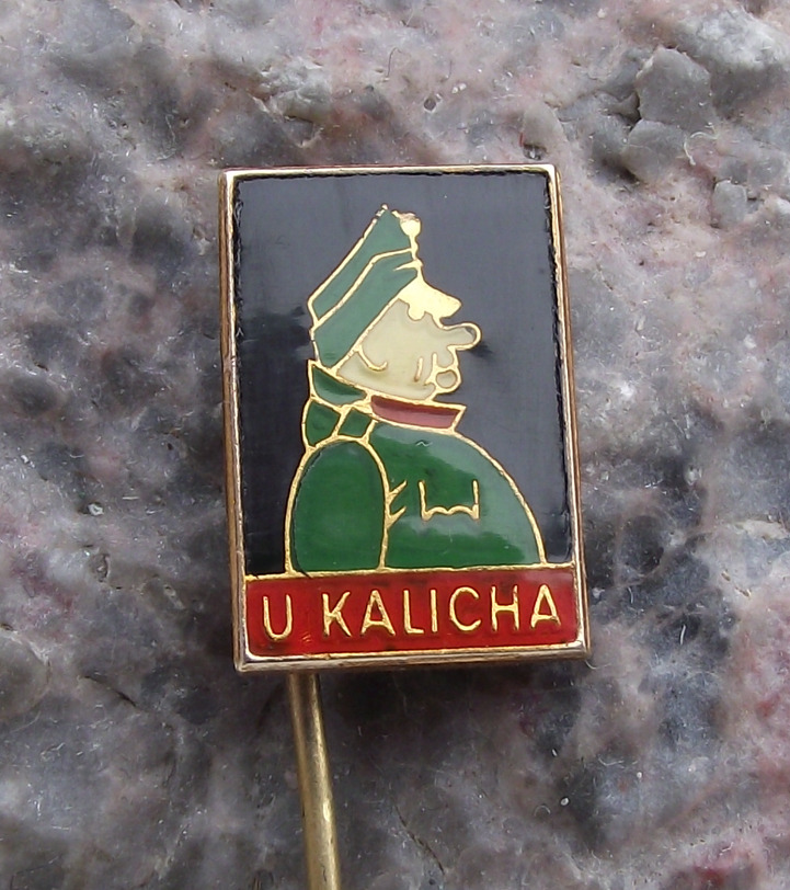 Vintage Good Soldier Svejk Pub Restaurant U Kalicha Hasek Prague Pin Badge