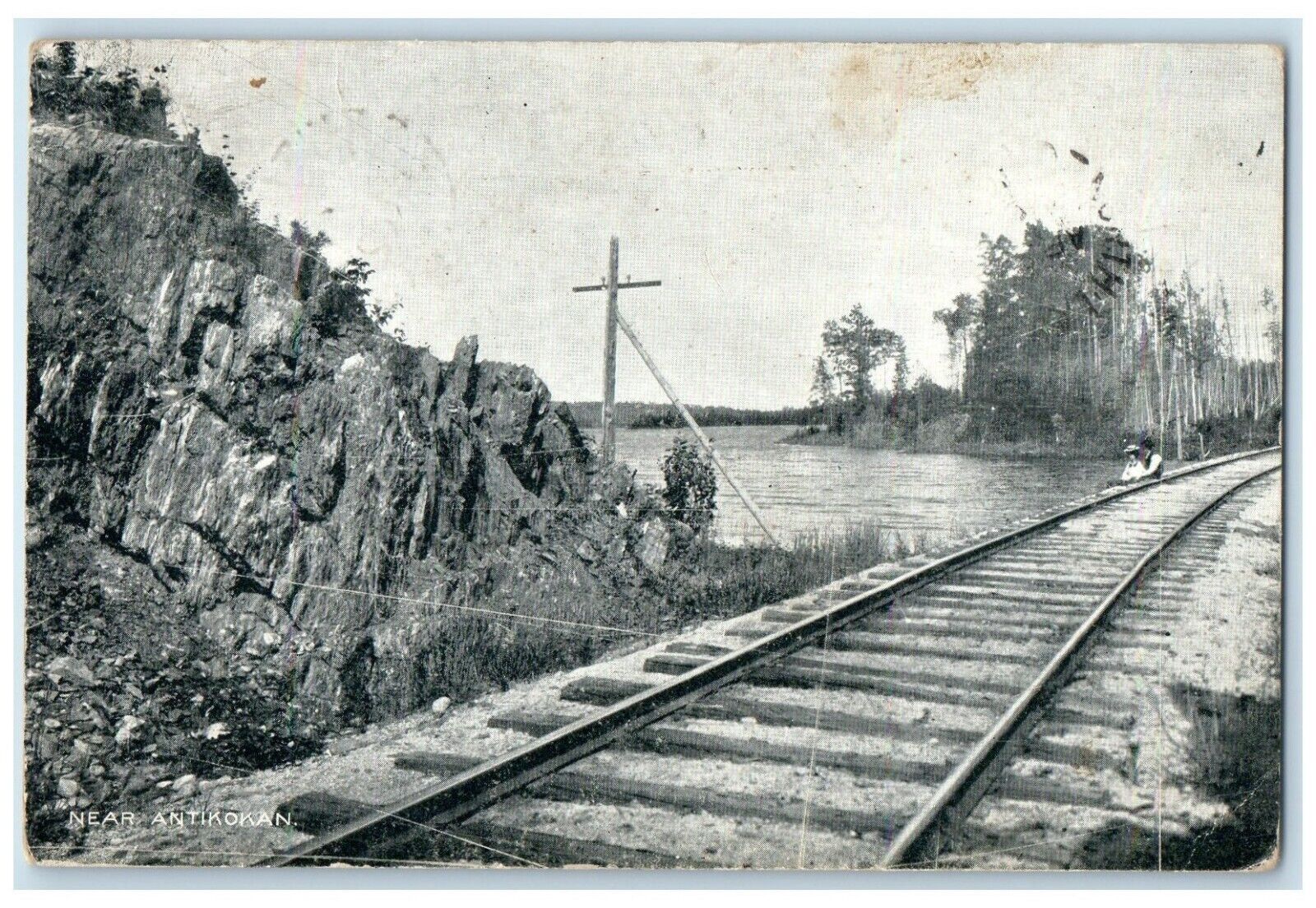 1909 Train Railway Near Antikokan Rainy River District Ontario Canada Postcard