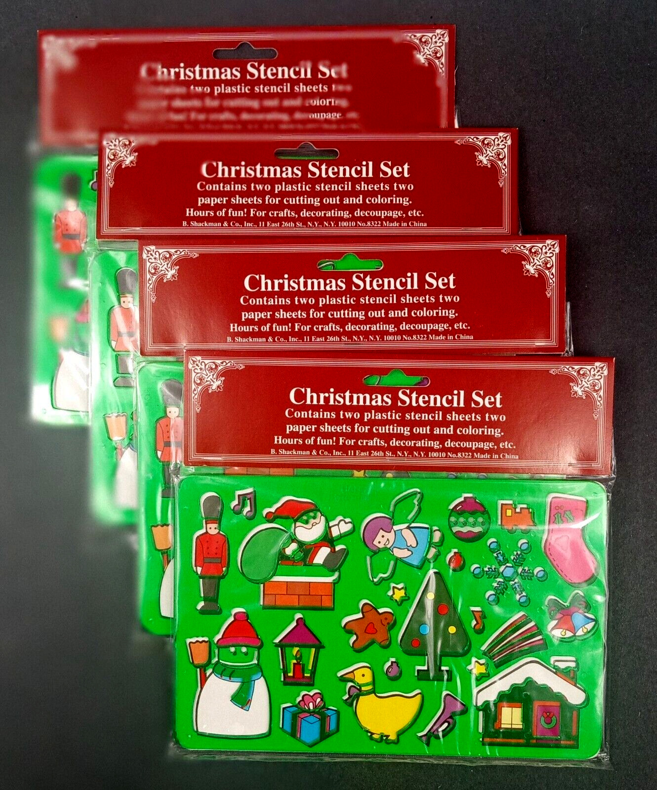 Vintage Shackman Christmas Stencil Set Stocking Stuffer Lot of 4 Packs  hd3