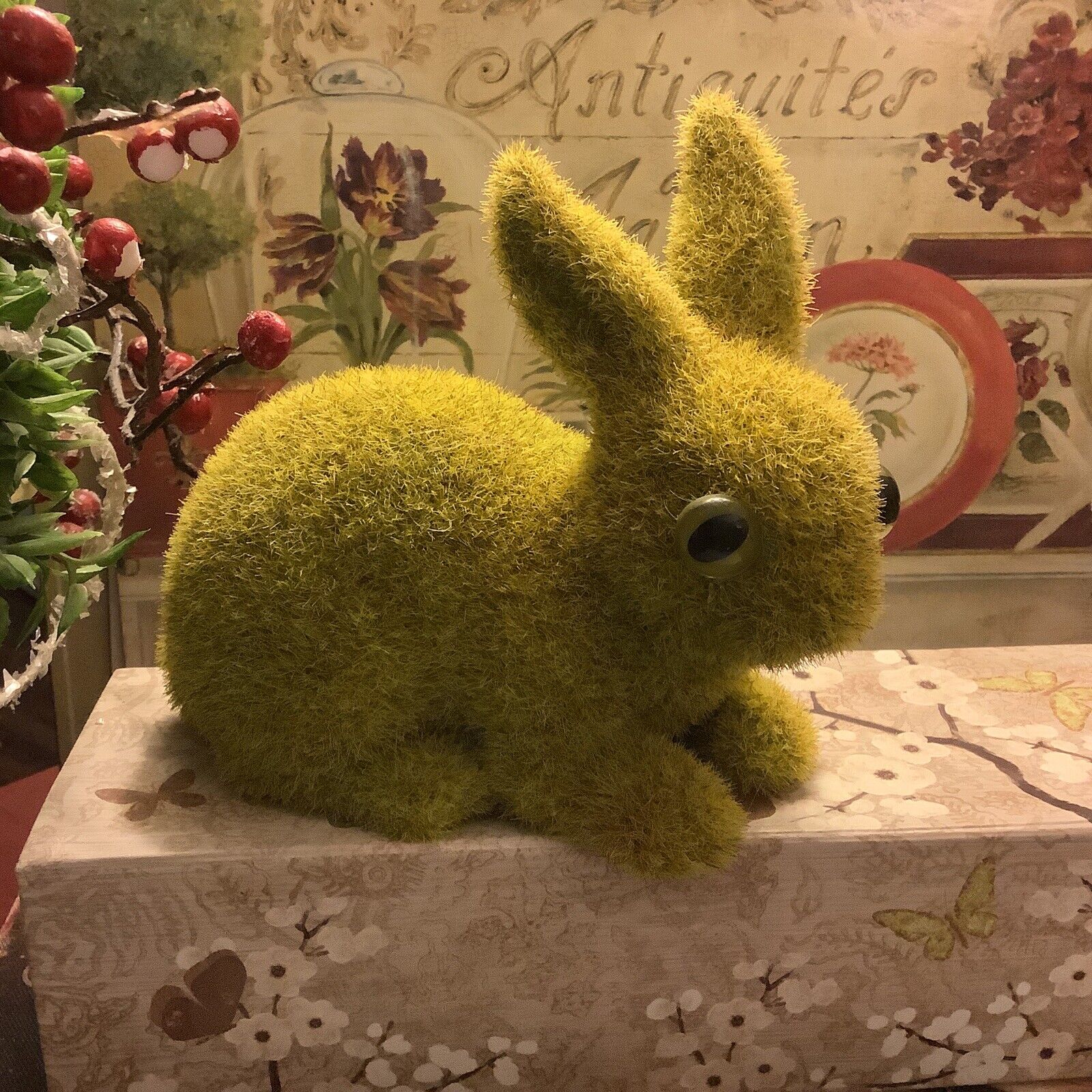 Moss Covered Rabbit/Bunny~Laying Down~5.25”H x 6”W~FREE SHIPPING~Cottage/Farm~