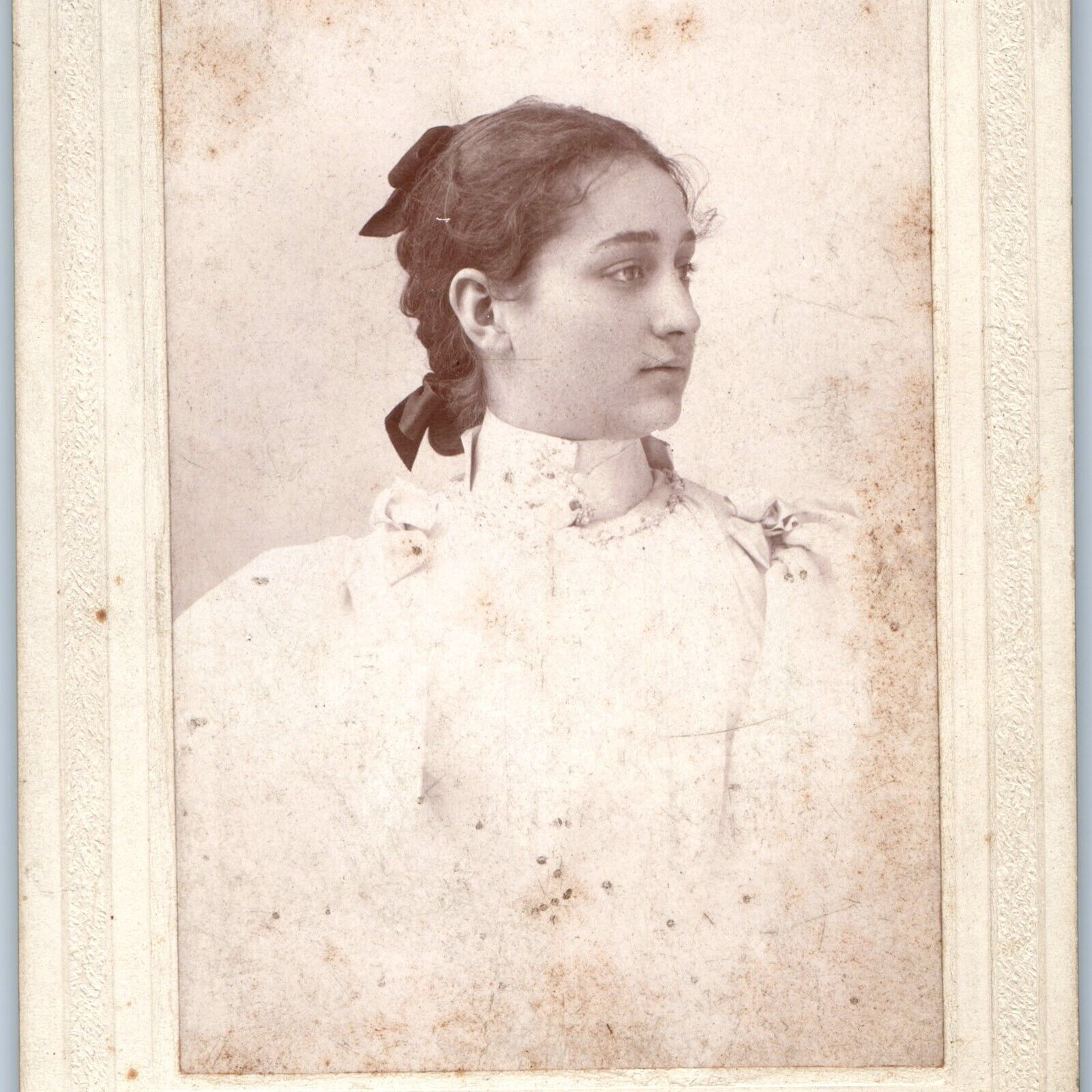 c1890s Jersey City NJ Cute Ethnic Arab India Girl Cabinet Card Photo Monckton H2