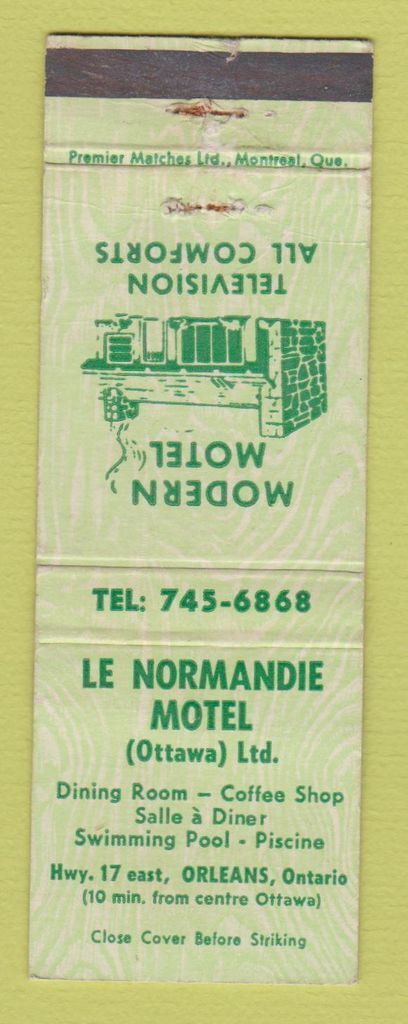 Matchbook Cover - Le Normandie Motel Orleans ON