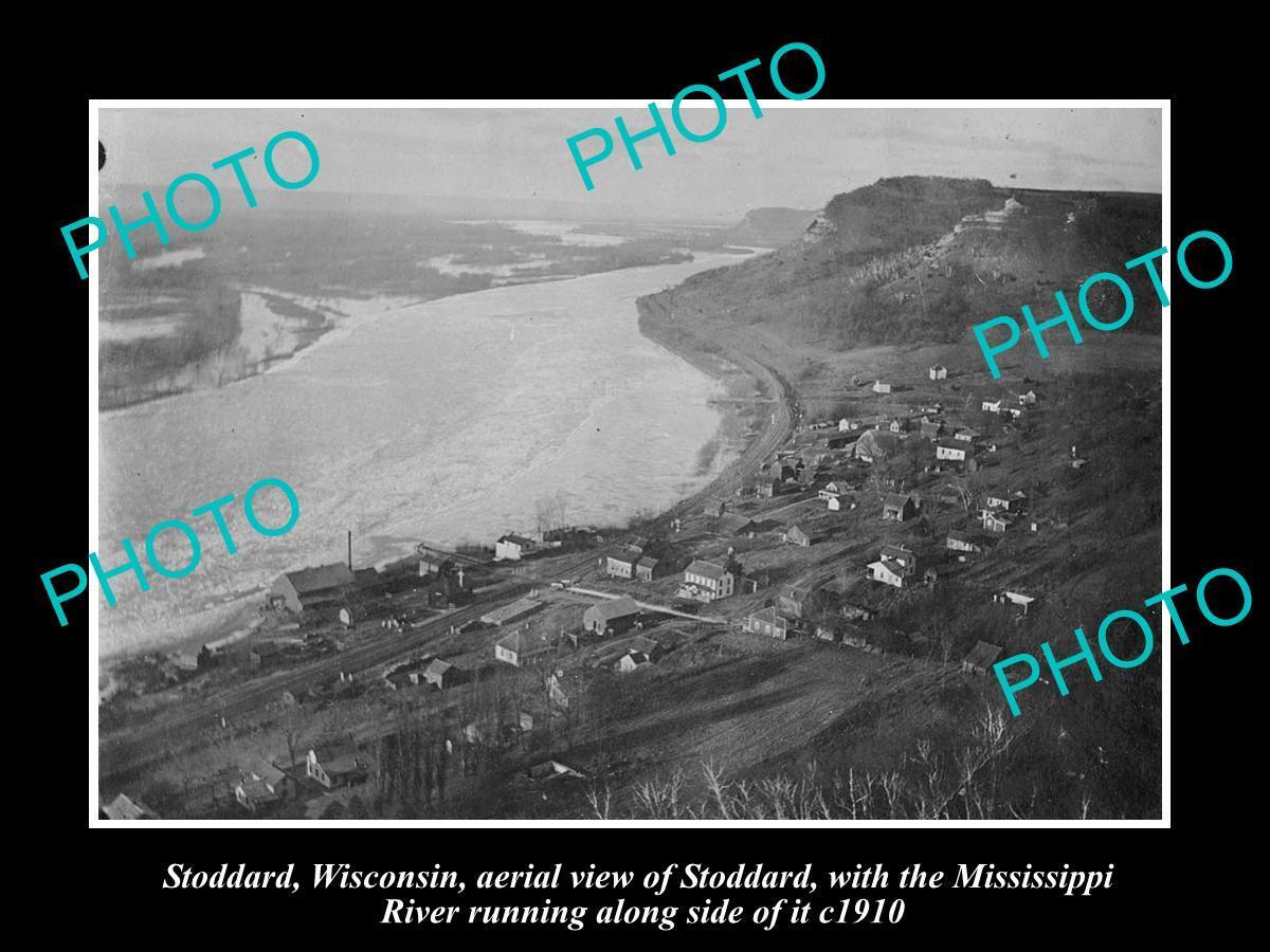 OLD LARGE HISTORIC PHOTO OF STODDARD WISCONSIN AERIAL VIEW OF THE TOWN c1910