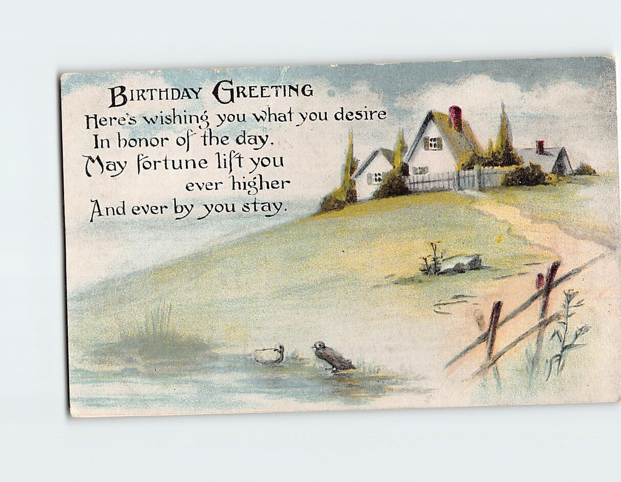 Postcard Rural House Scene Art Print Birthday Greeting