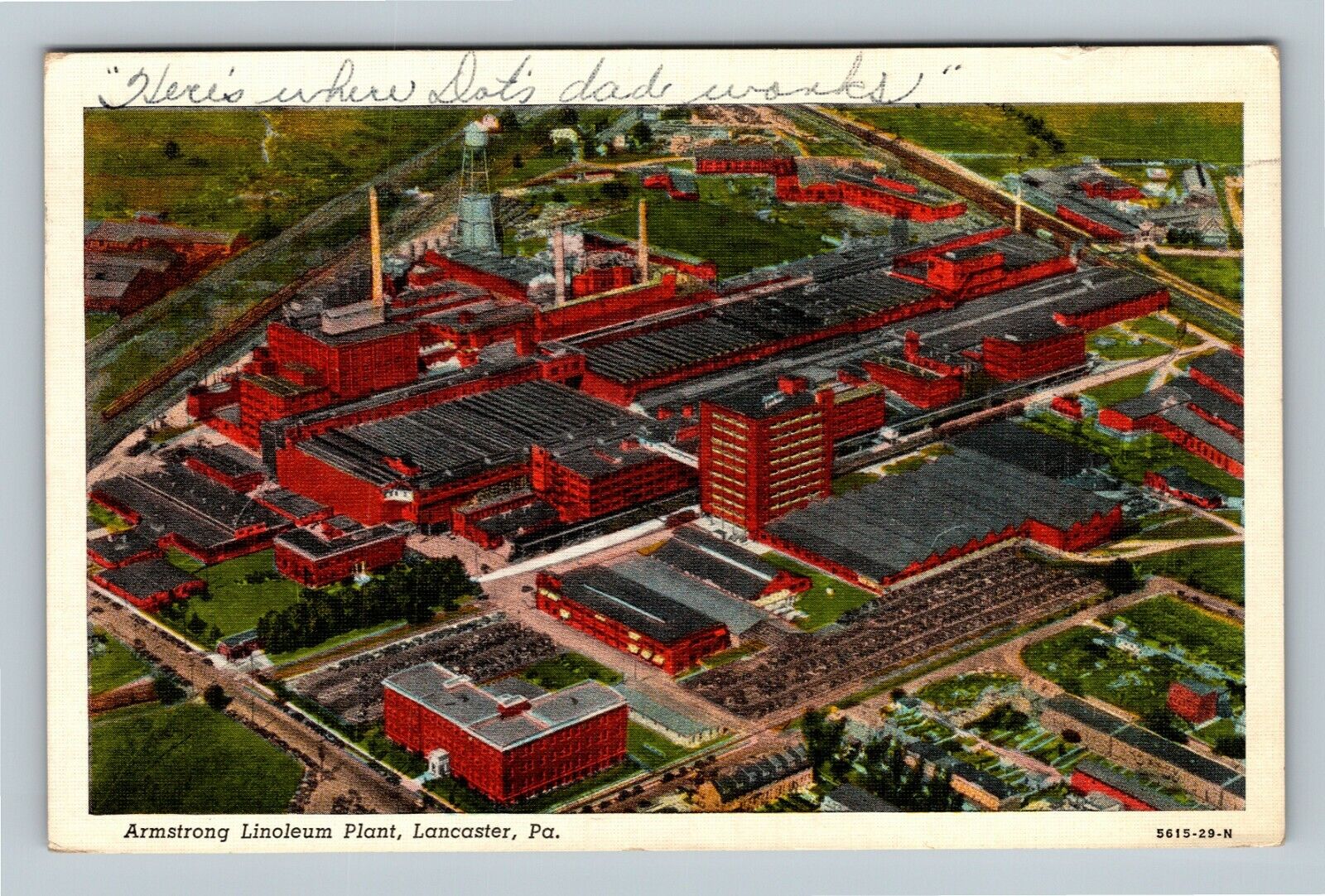Lancaster PA Armstrong Linoleum Plant Aerial Pennsylvania c1946 Vintage Postcard