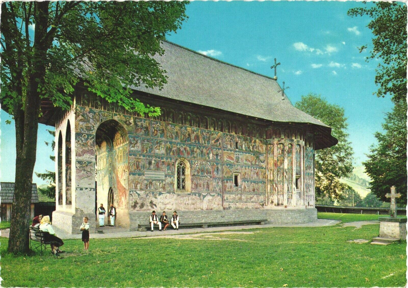 People At Humor Monastery In Mănăstirea Humorului, Romania Postcard