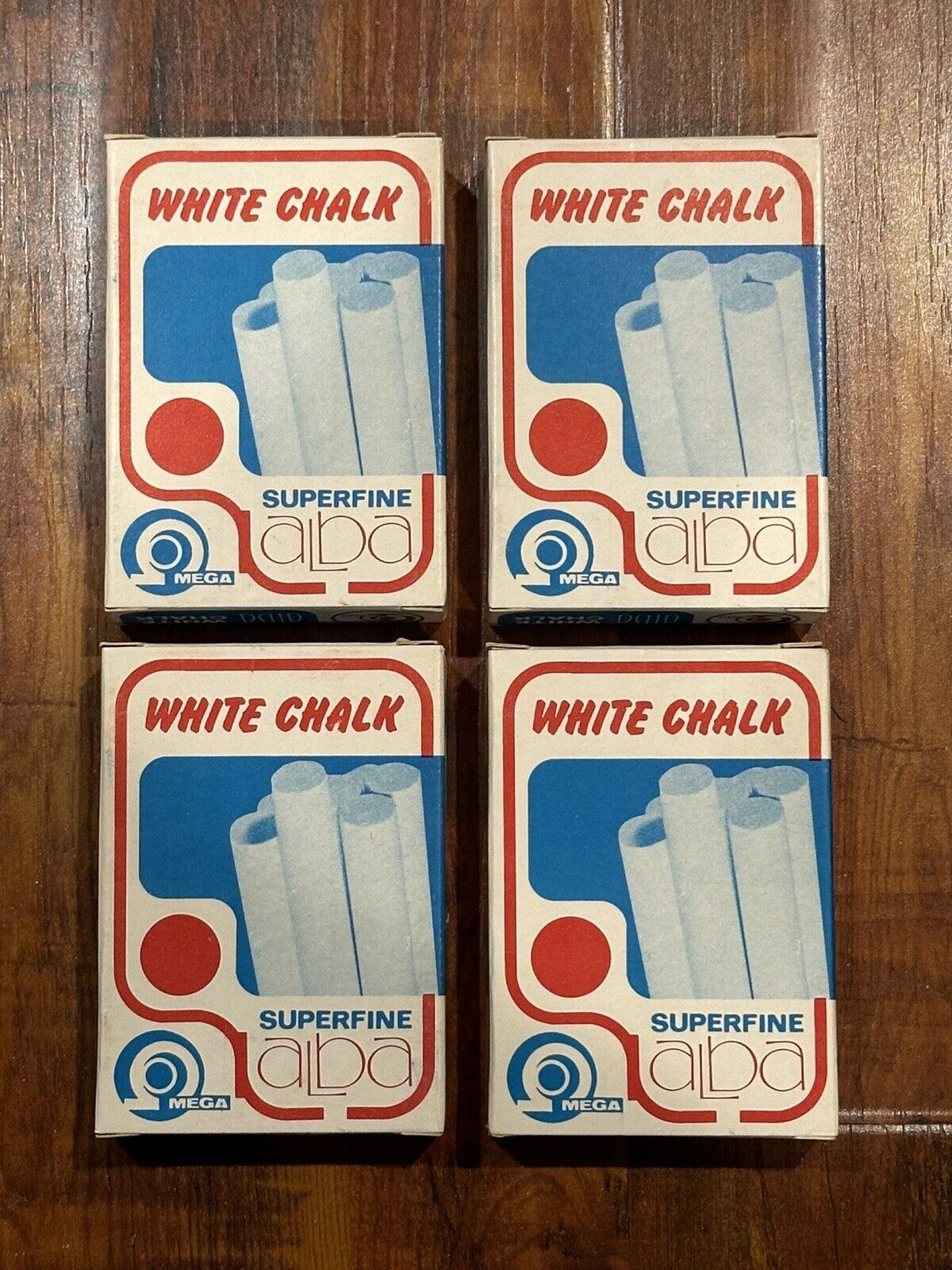Lot of (4) Vintage 12-Packs Omega Superfine Alba Kibutz Kfar Glikson White Chalk