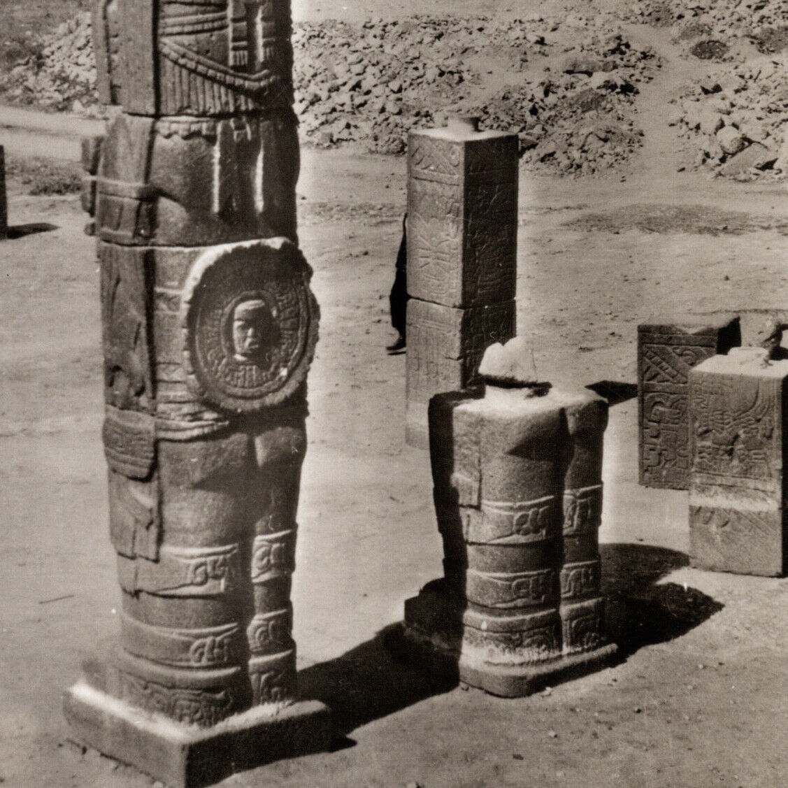 Vintage 1920s RPPC Hidalgo Colossus Of Tula Hgo Postcard Mesoamerican Site