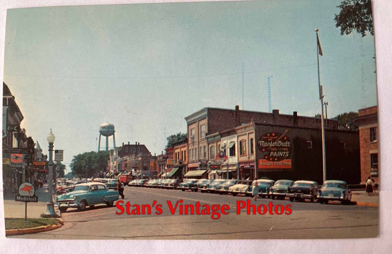 Delevan, Wisconsin~Walworth Avenue~Main Street Postcard