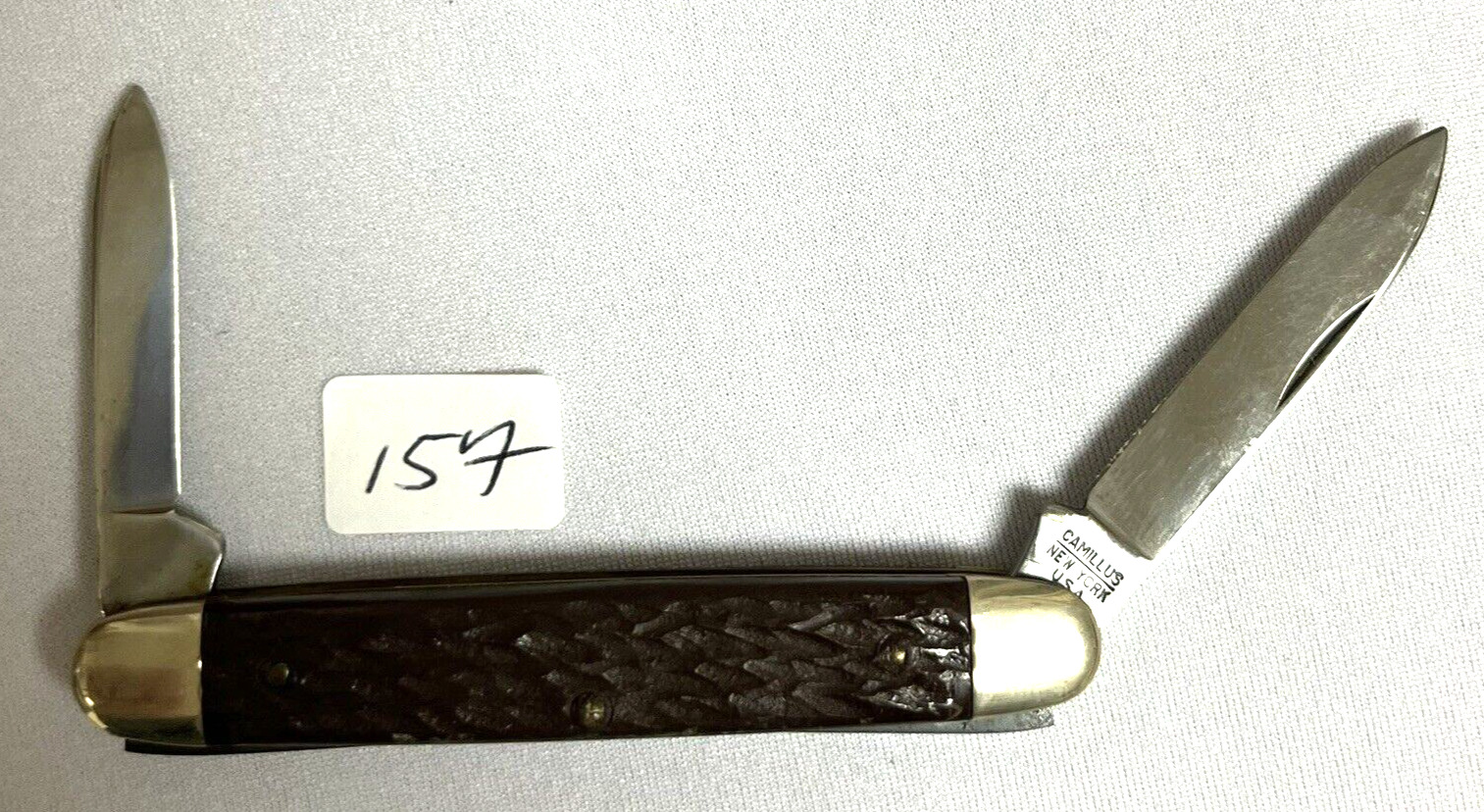 Vintage Camillus New York 41 Dual Blade Brown Folding Pocket Knife (#157)