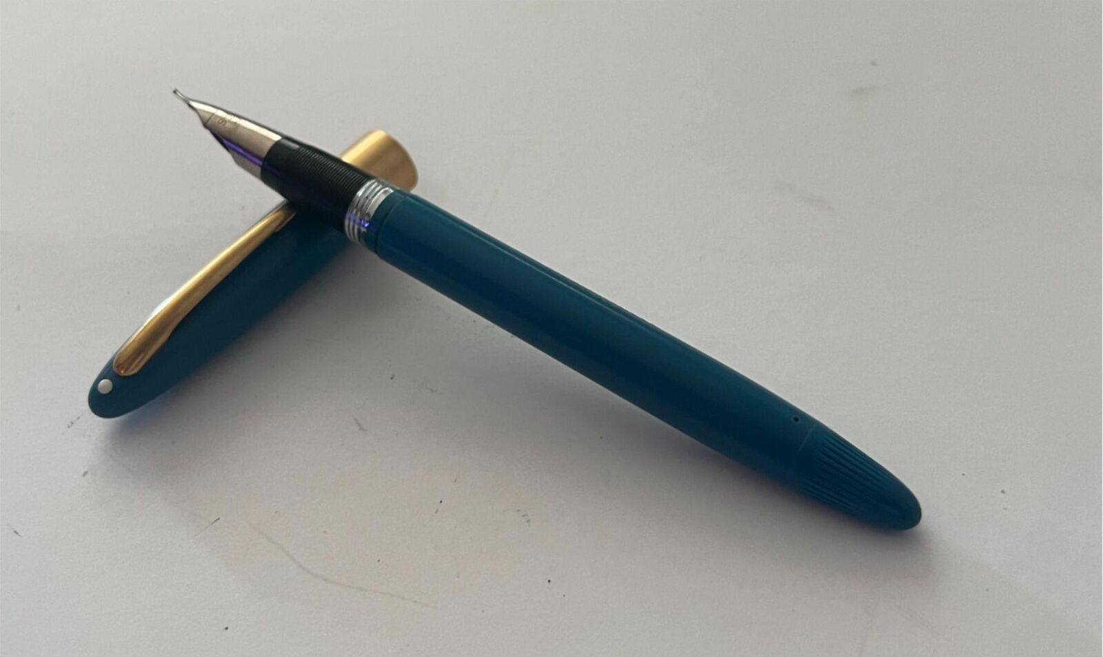 Vintage Blue White Dot Sheaffer Snorkel Fountain Pen