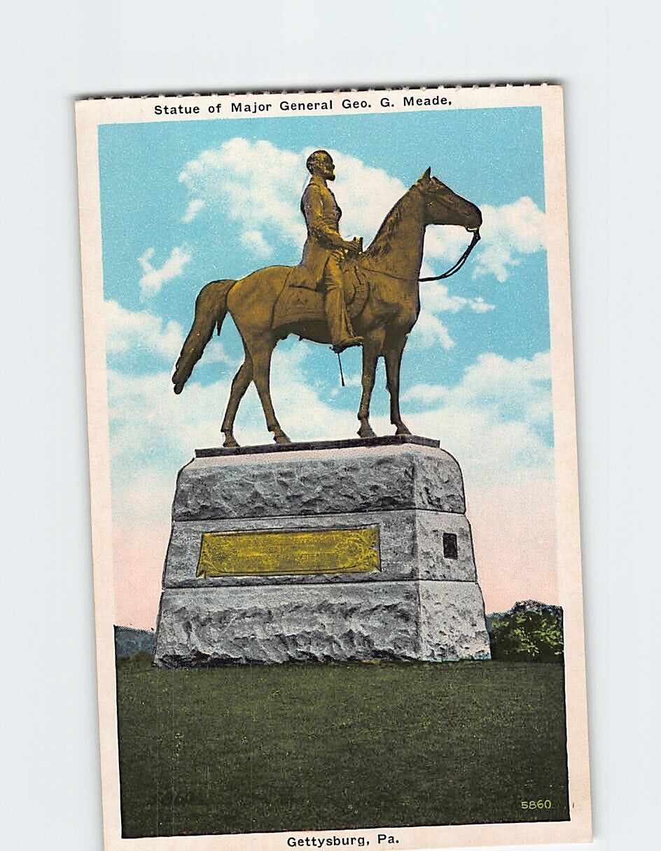 Postcard Statue of Major General Geo G. Meade Gettysburg Pennsylvania USA