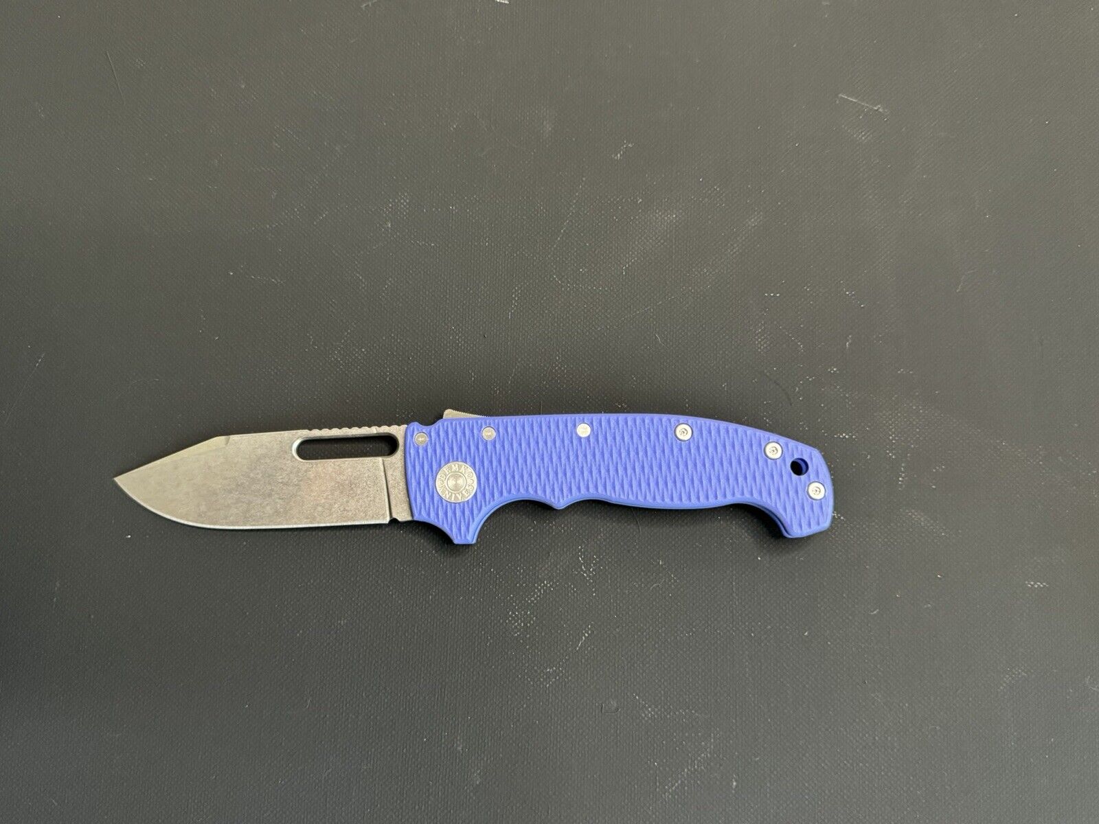 Demko Knives AD20S V2 Full Flat Grind - Slotted MagnaCut / Blue G10