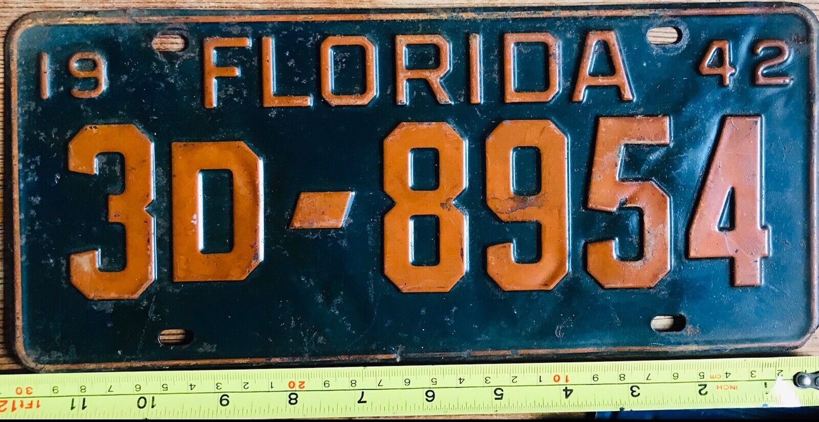 1942 Florida License Plate ORIGINAL Hillsborough cty 1942