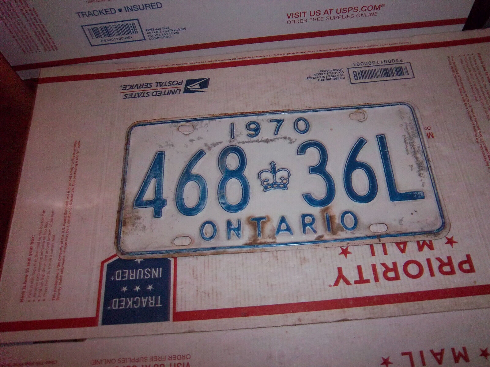 Vintage 1970 Ontario Canada License Plate Tag 468 36L  Ford Chevrolet Dodge 