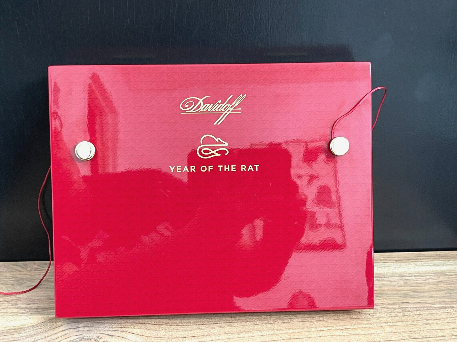 Davidoff Year of the Rat Empty Wooden Cigar Box 10x7.5x1.75 Red Lipstick