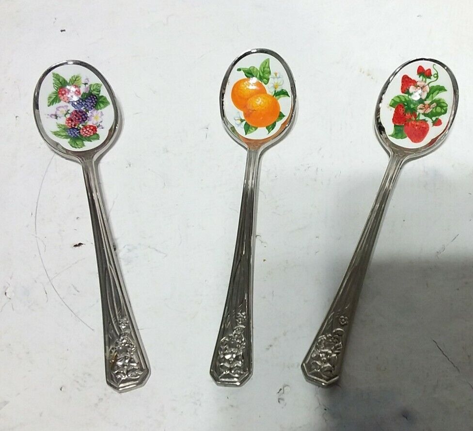 Avon 1982 Vintage Fruit Jelly 3 Spoons set