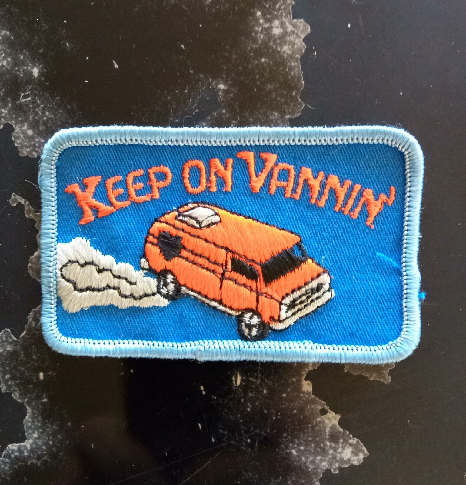 VTG 1970\'s Keep On Vannin\' Van Embroidered Patch Hat Jacket Denim Hippie OFFER?