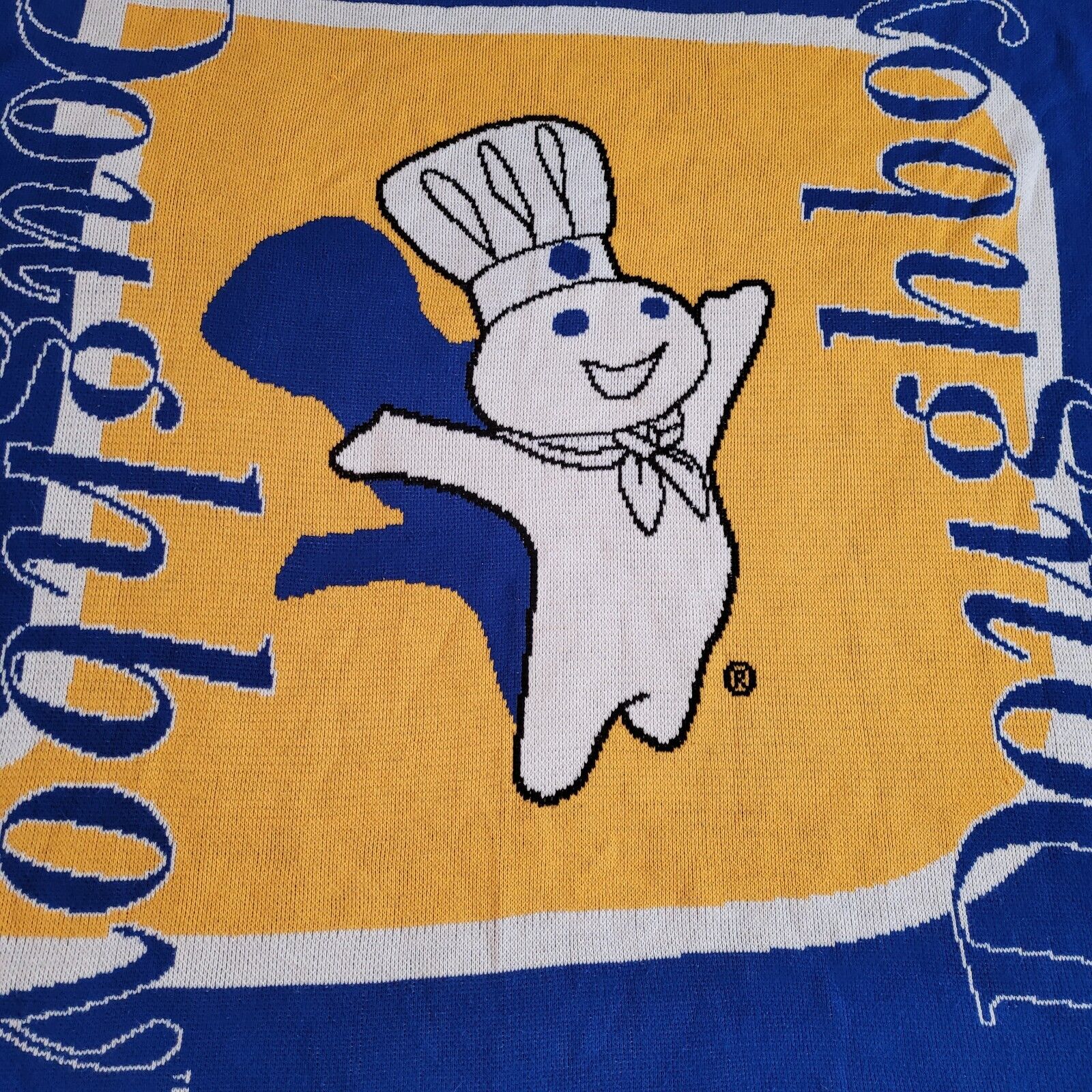 RARE Vintage Heavy 2000 Pillsbury Doughboy Promotional Throw Blanket 58” x 61”