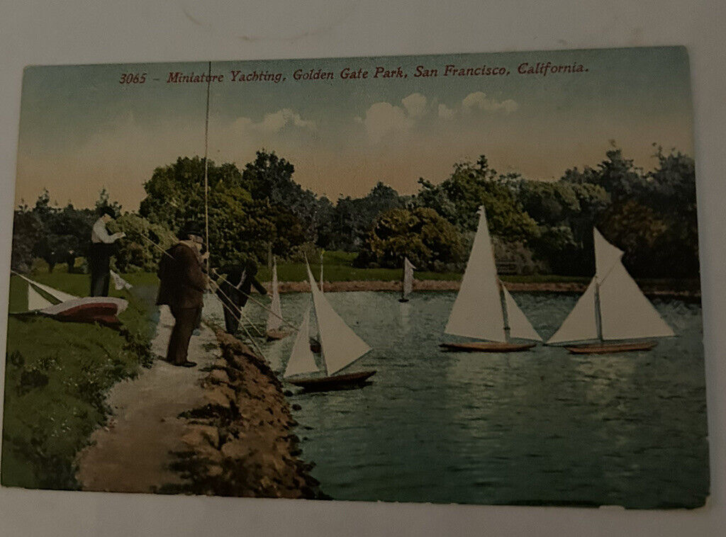 Postcard Minature Yachting, Golden Gate Park, San Francisci, CA Vtg