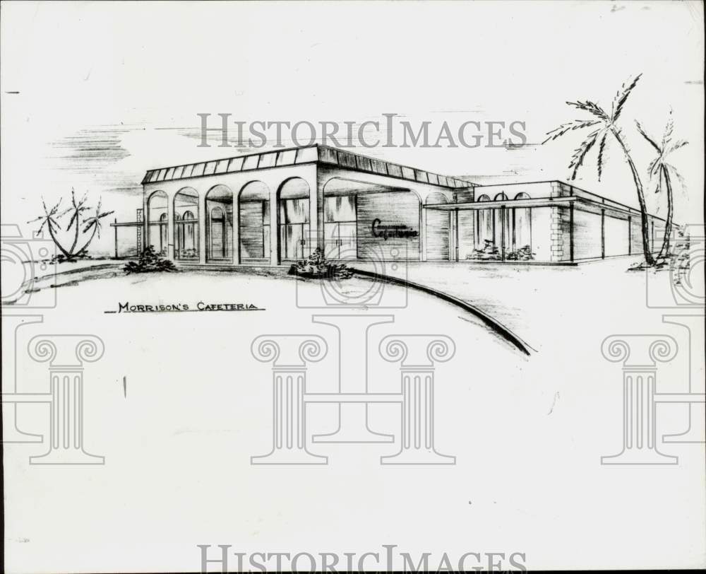 1967 Press Photo Architect drawing of new Morrison\'s Cafeteria - lra96378