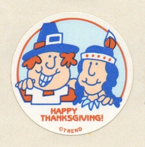 1980s Trend Scratch And Sniff Glossy Pilgrim Thanksgiving Stinky Stickers Single
