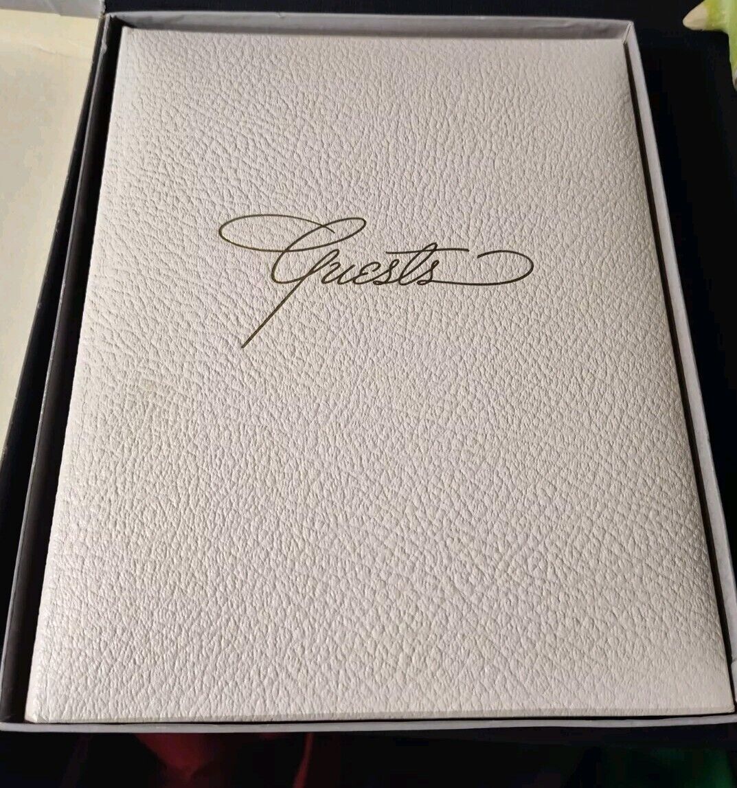 VTG-1985-New In Box-Pretty Sheaffer Eaton Leather White Guest Book