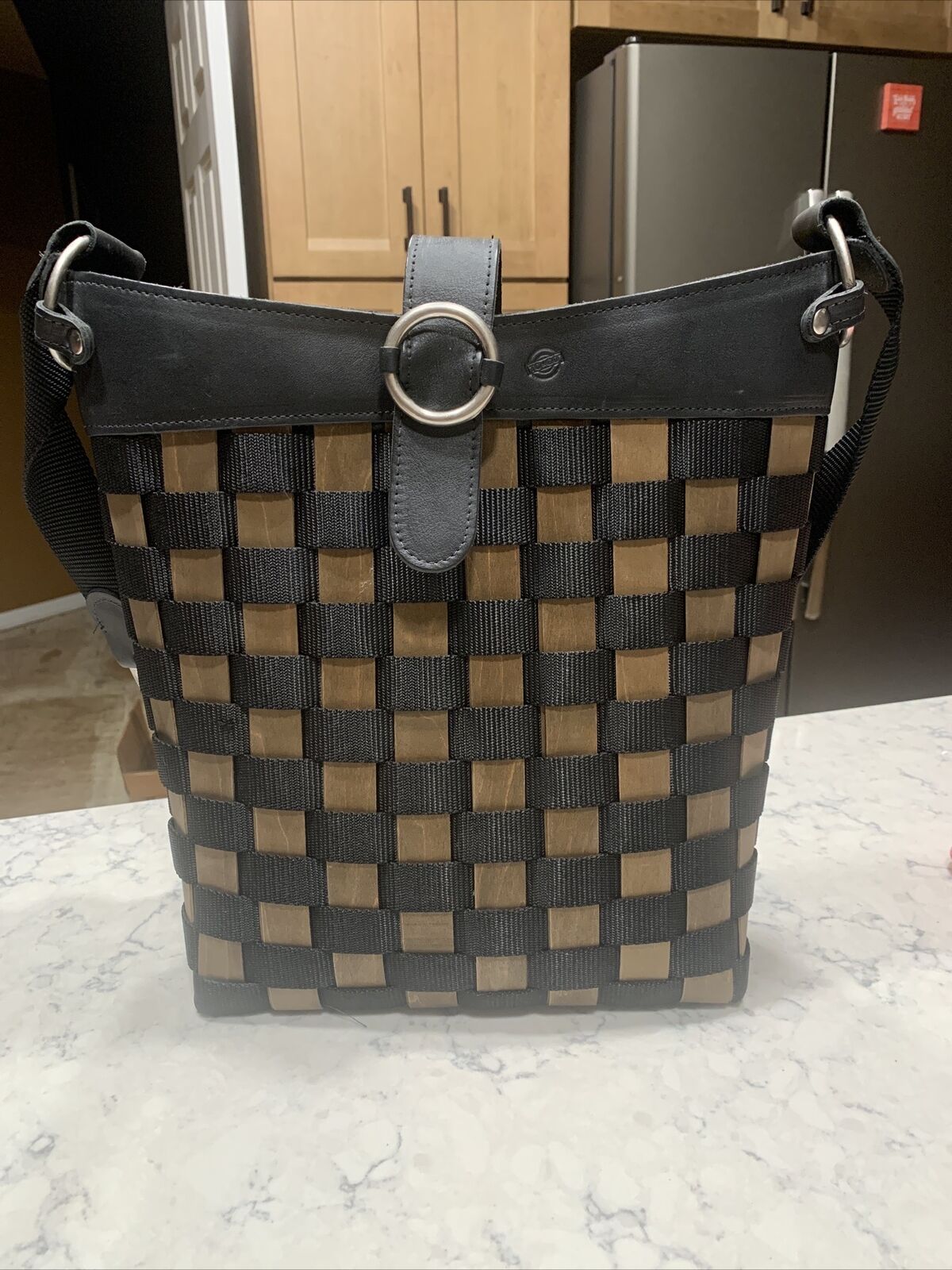 Longaberger TO-GO TALL BUCKLE BAG, Deep Brown & Black NEW  Retired In 2009