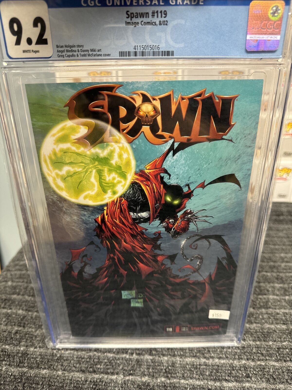 Spawn 119 CGC 9.2 1992 White Pages 1st Cameo Appearance of Gunslinger Spawn