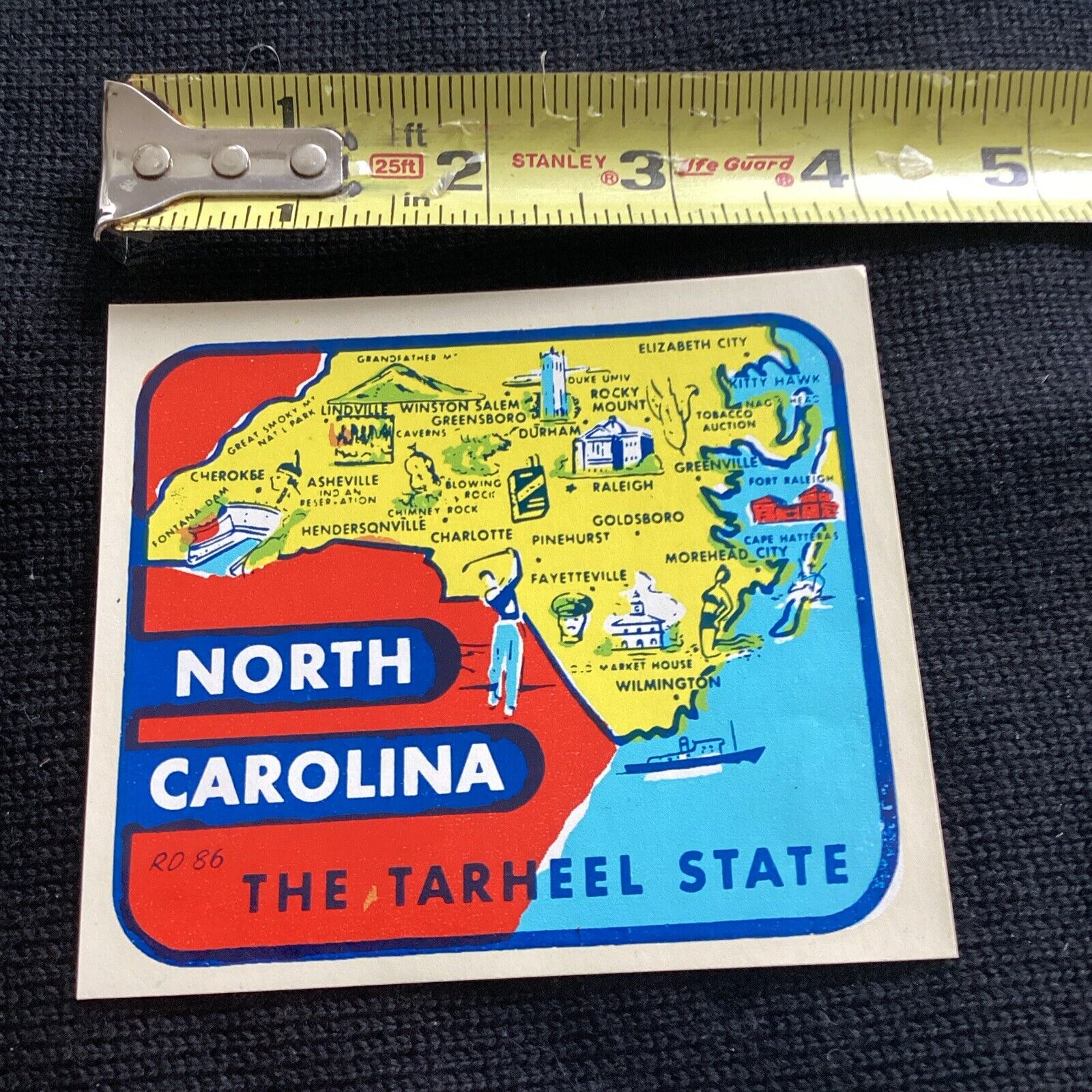 vintage North Carolina Car Luggage decal NC Tarheel state golf travel sticker