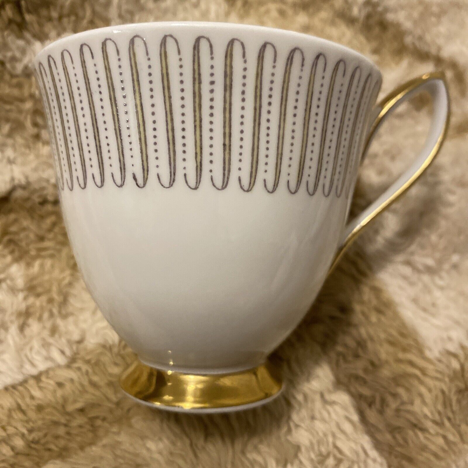 Vintage Royal Albert “Capri” Footed Cup Bone China England. White and Gold.