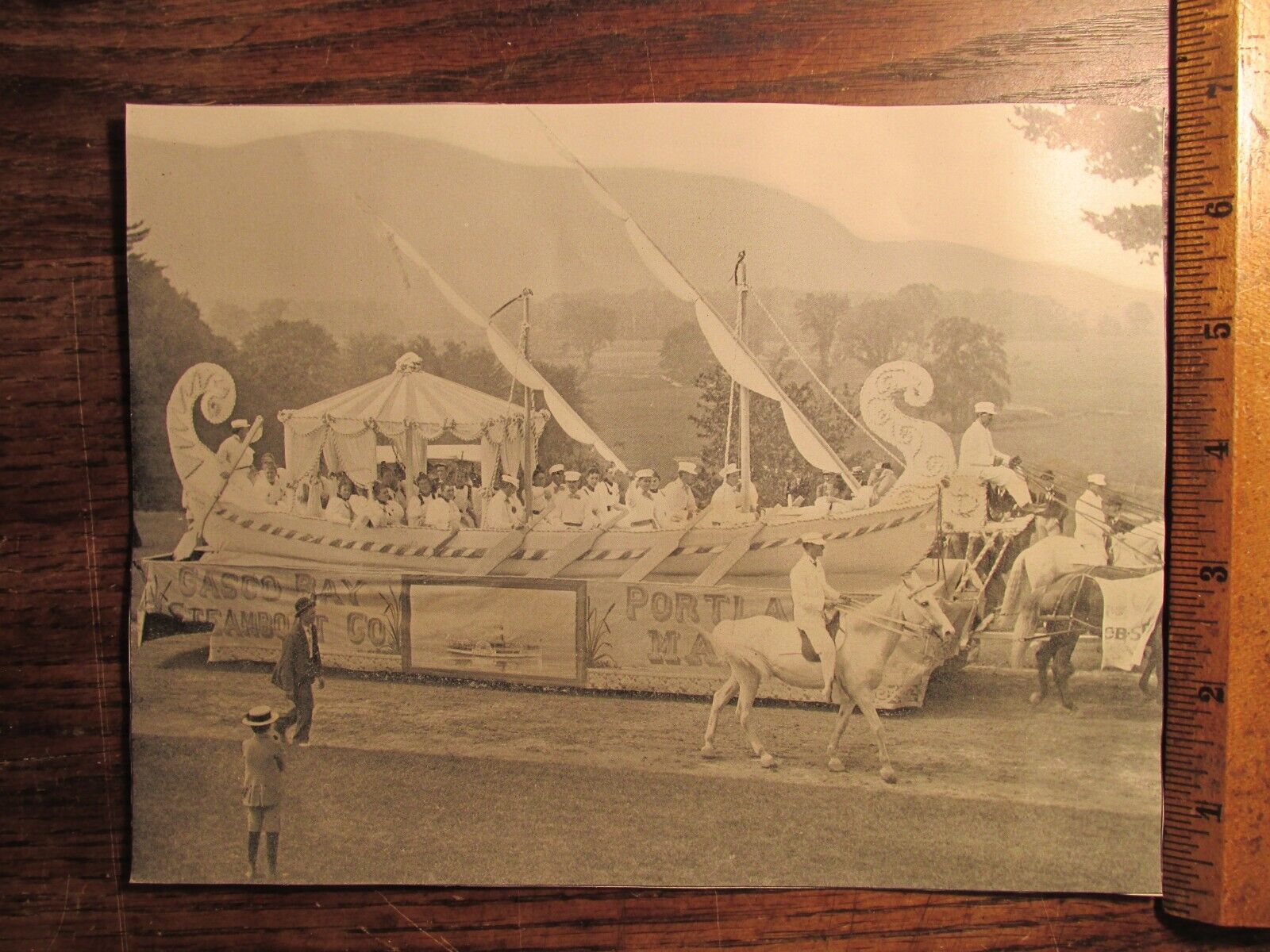 Antique Vintage 1890s Print Casco Bay Steamboat Co Parade Float Portland ME