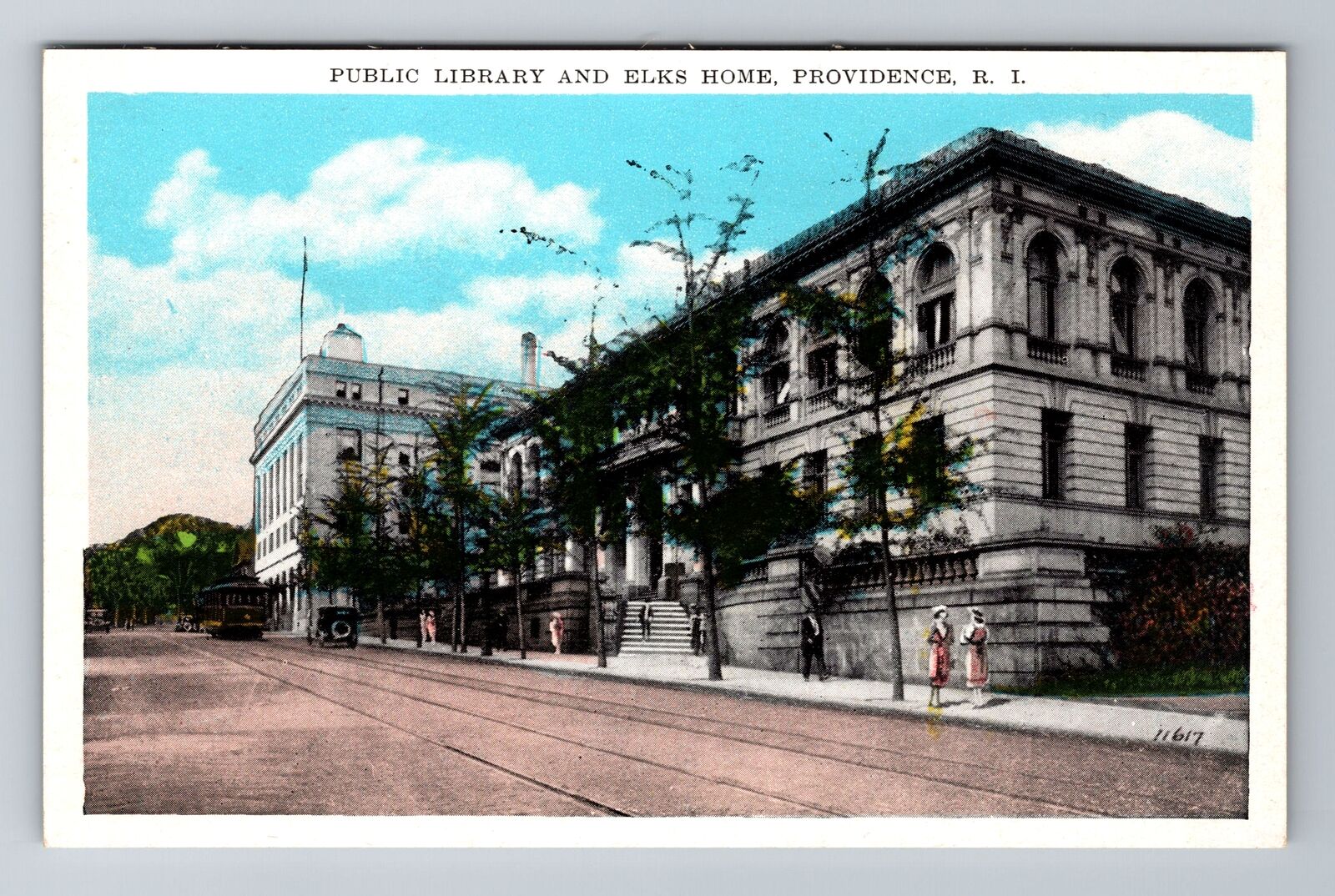 Providence, RI-Rhode Island, Public Library, Elks Home Souvenir Vintage Postcard