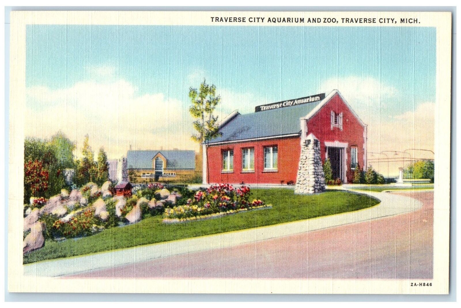c1940\'s Traverse City Aquarium & Zoo Entrance Traverse City Michigan MI Postcard