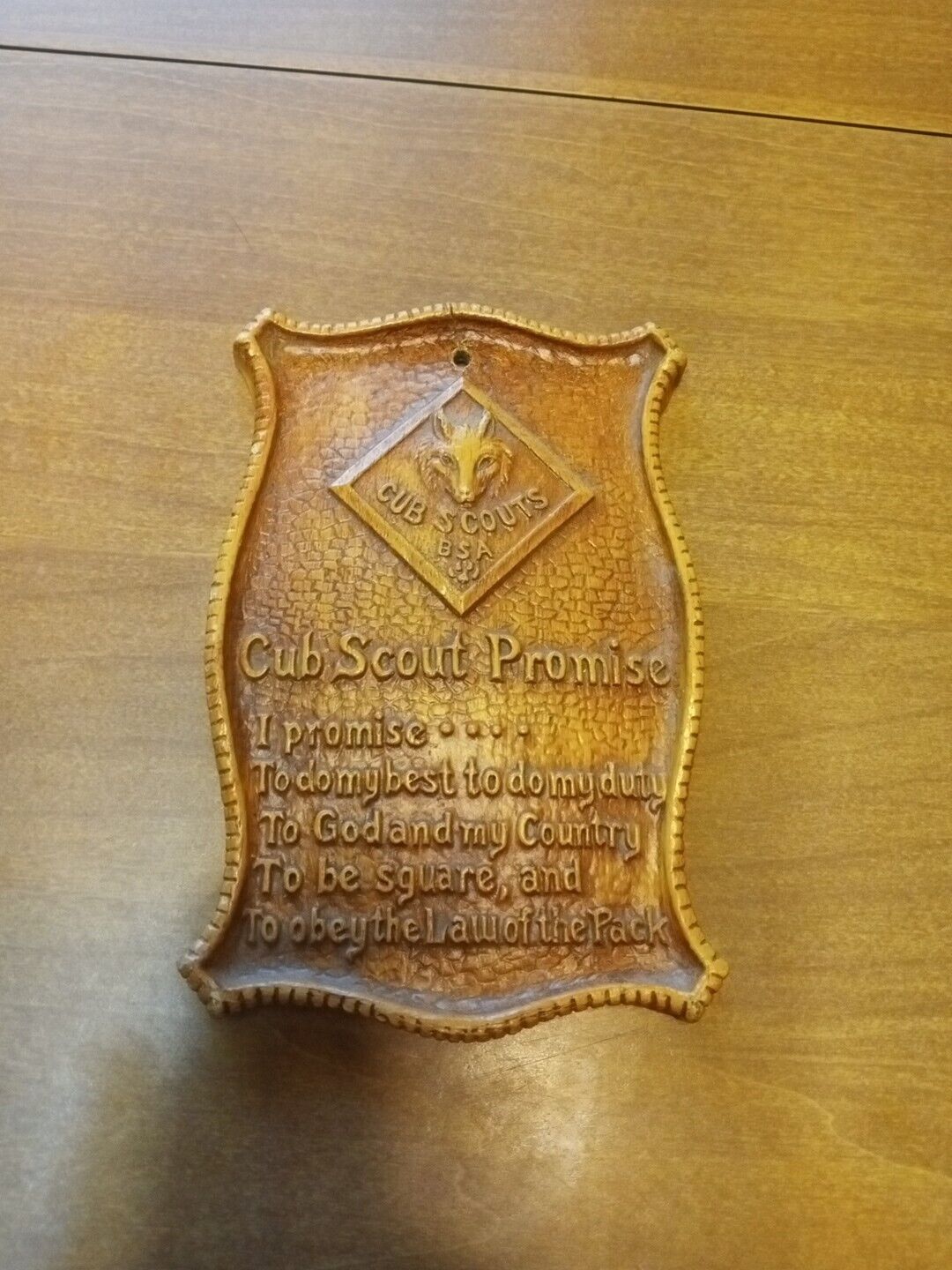Vintage Cub Scout Promise Plaque 3¼in By 5¼in Decent Condition Rare USA Htf