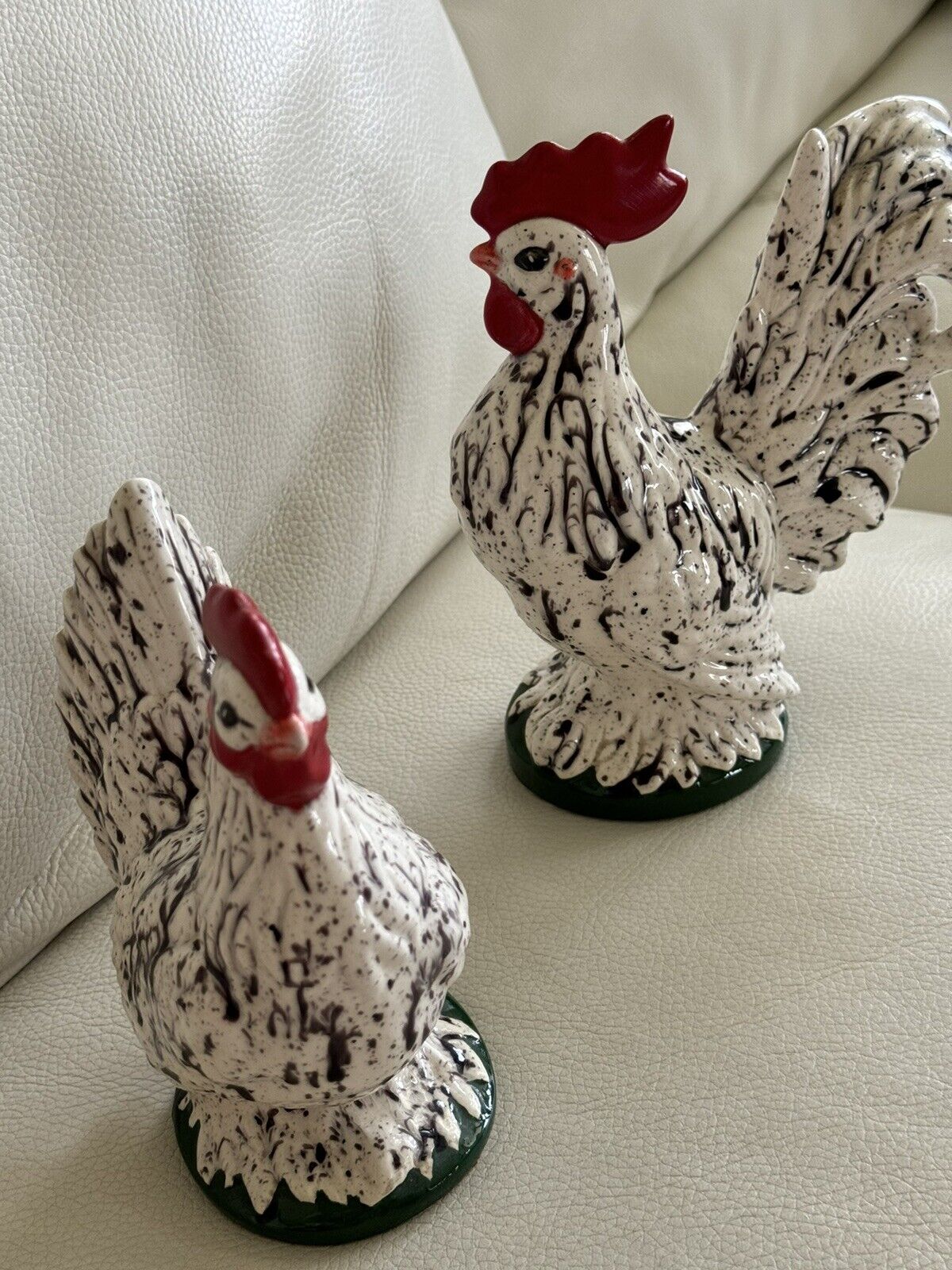 Vintage Ceramic “Rooster And Hen Figurines  1968. Ceramic. Farmhouse Country