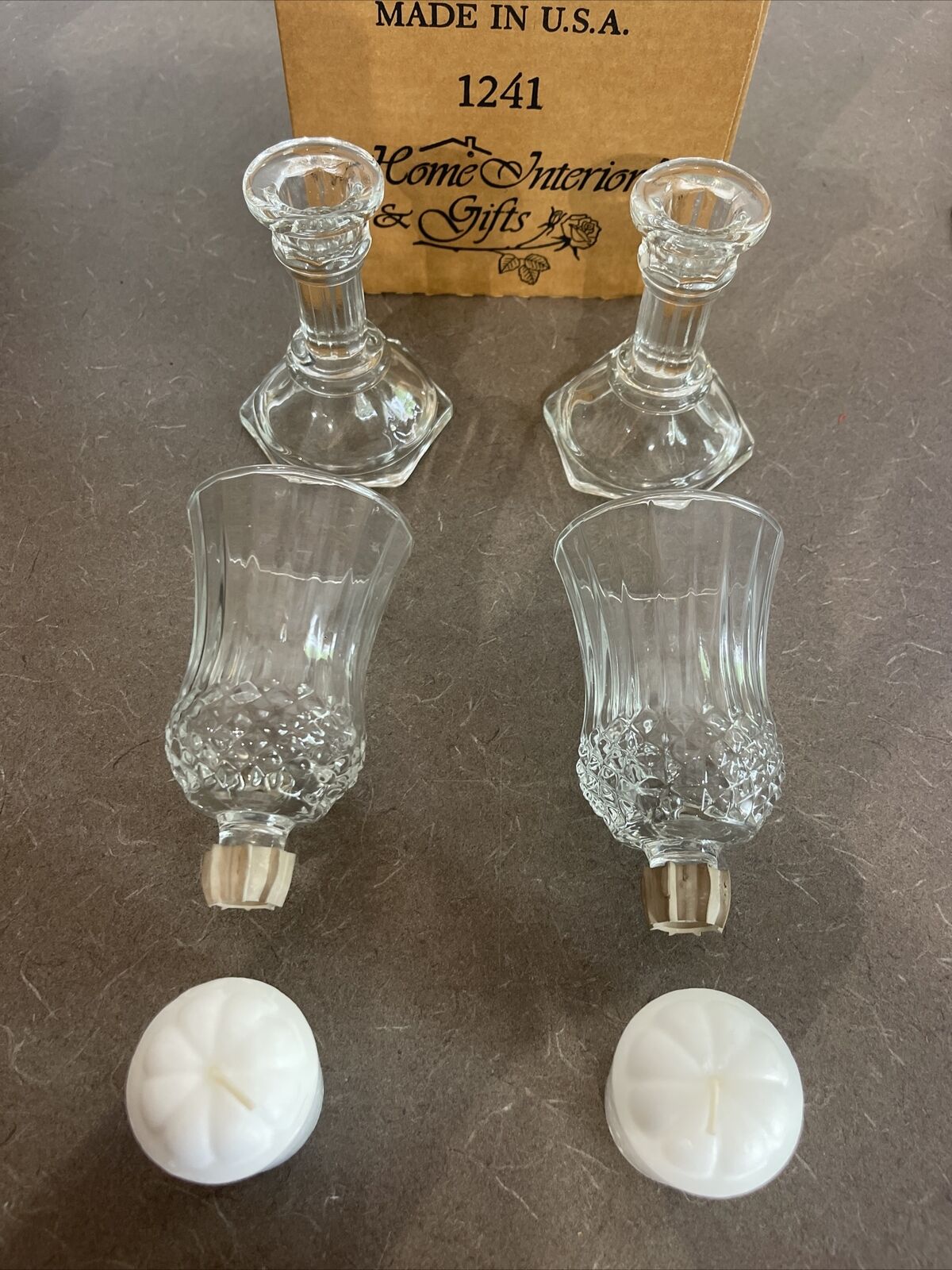 Vintage HOMCO Home Interiors Small Diamond Crystal Votive Candle Holders Set