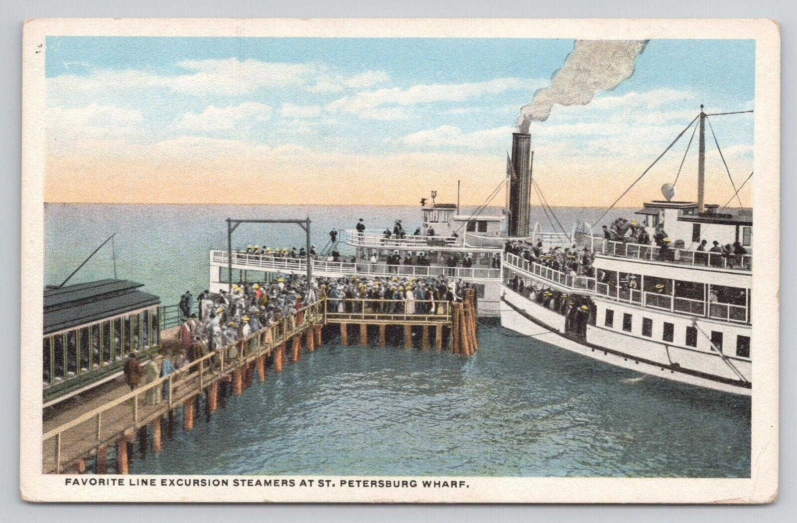Postcard Favorite Line Excursion Steamers At Saint Petersburg Wharf Florida