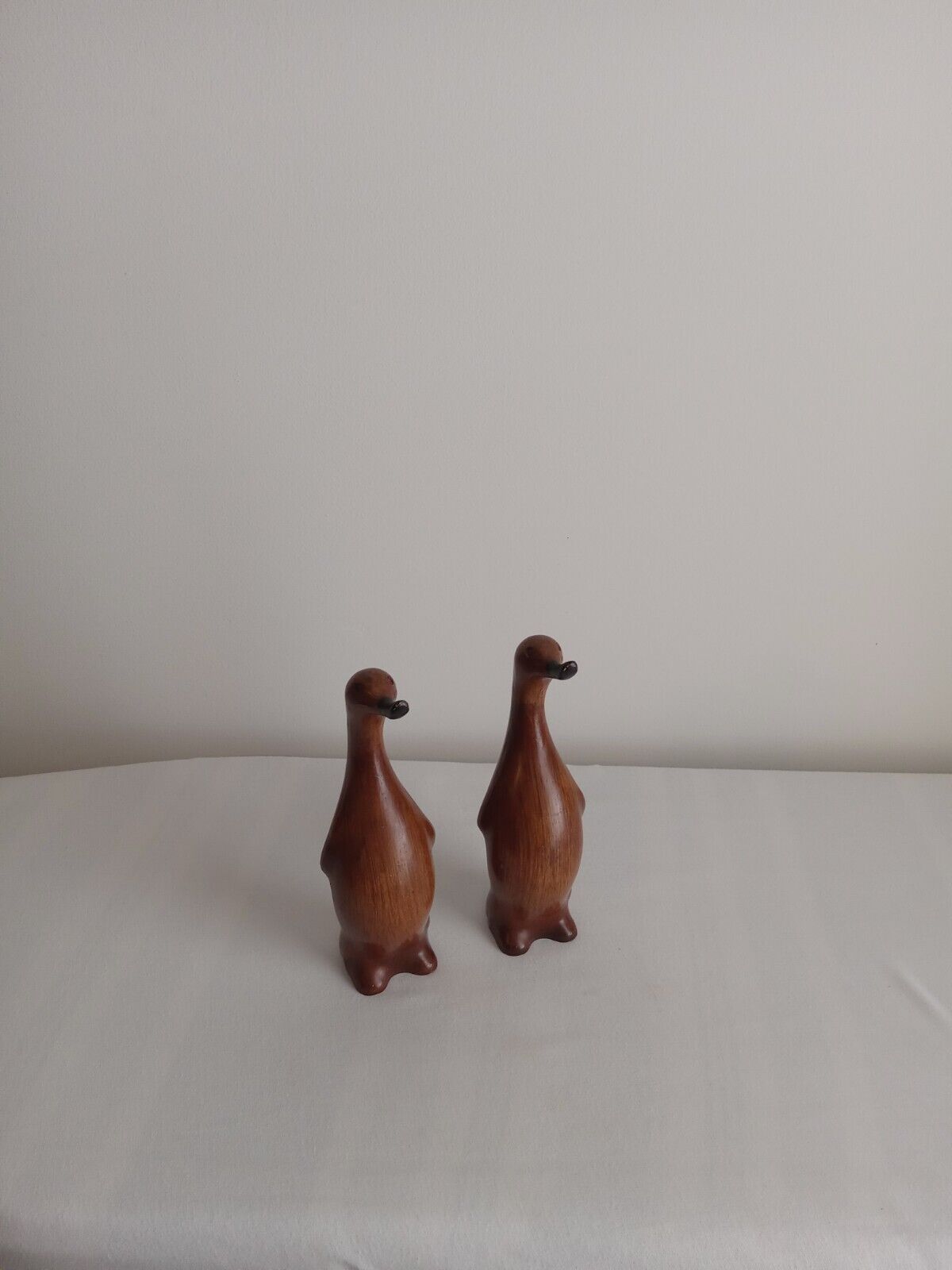Vintage Faux Wood Penguins Set of 2