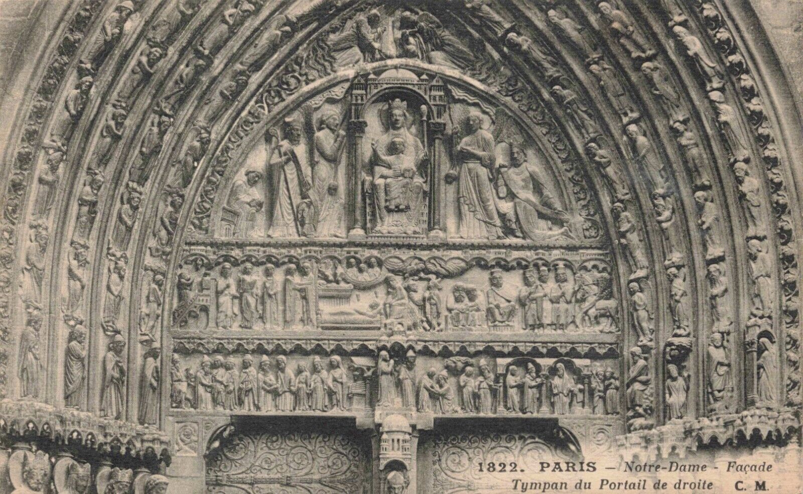 Postcard France Notre Dame de Paris Tympanum of the Portal of Saint-Anne Facade
