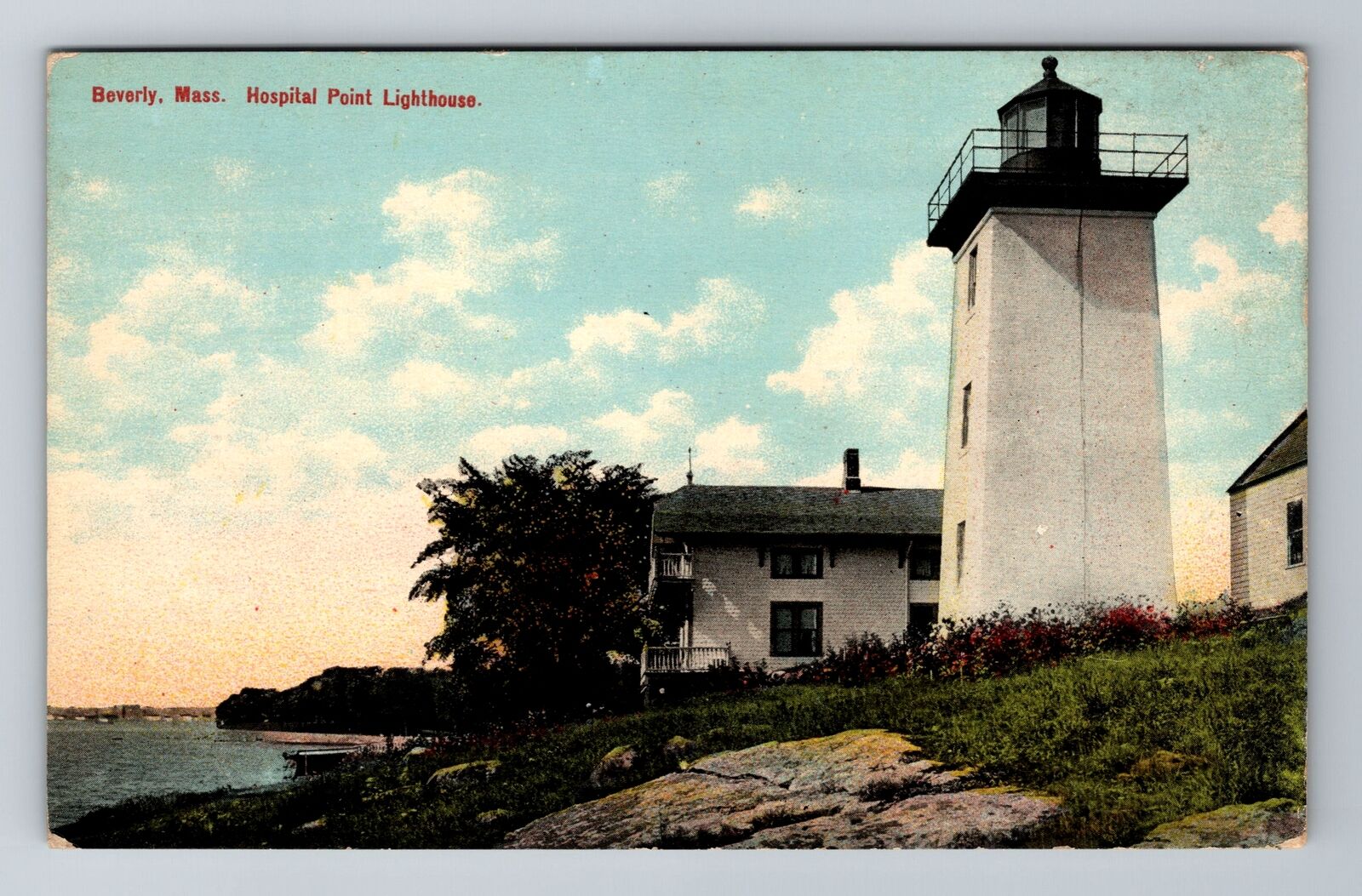 Beverly, MA-Massachusetts, Hospital Point Lighthouse c1910, Vintage Postcard