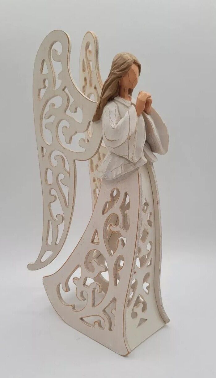 Beautiful Carved Painted Wood Resin Statue Angel Praying 12\
