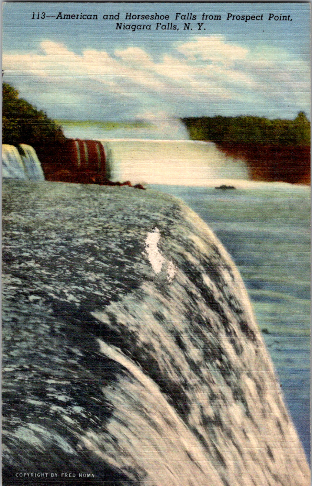 Vintage C 1940\'s Close-Up Main View Waters Edge of  Niagara Falls NY Postcard
