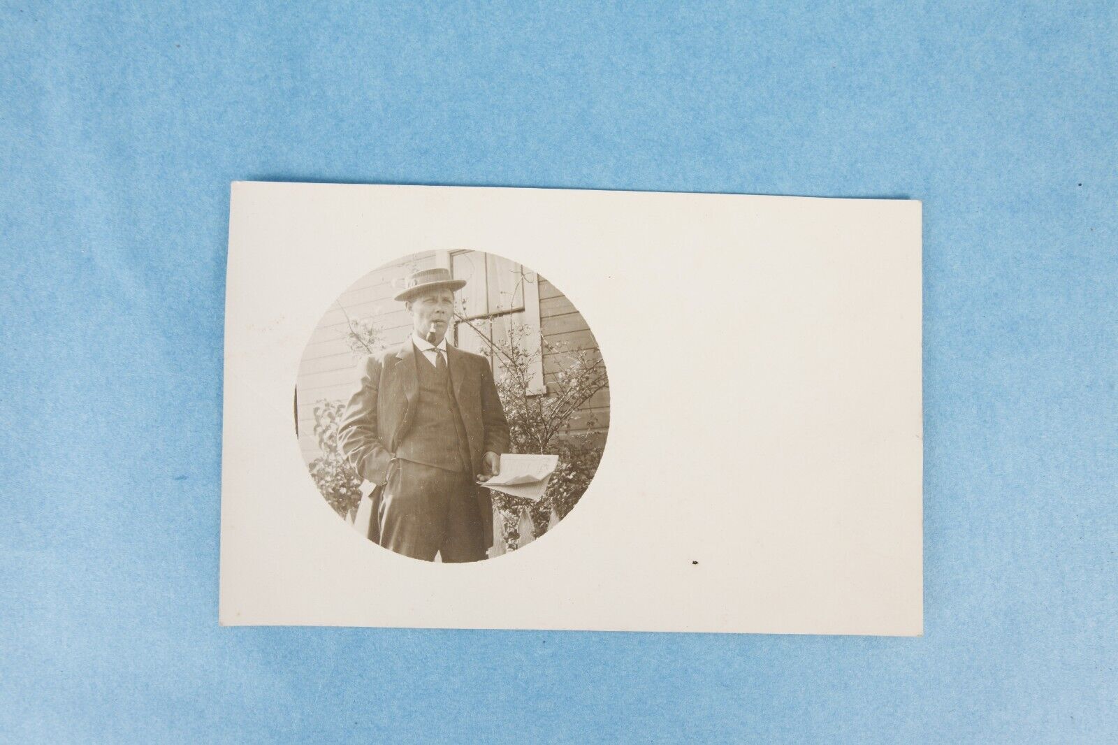 VINTAGE EARLY 1900s RPPC REAL PHOTO POSTCARD SIG ECKHOLM SMOKING A PIPE UNPOSTED