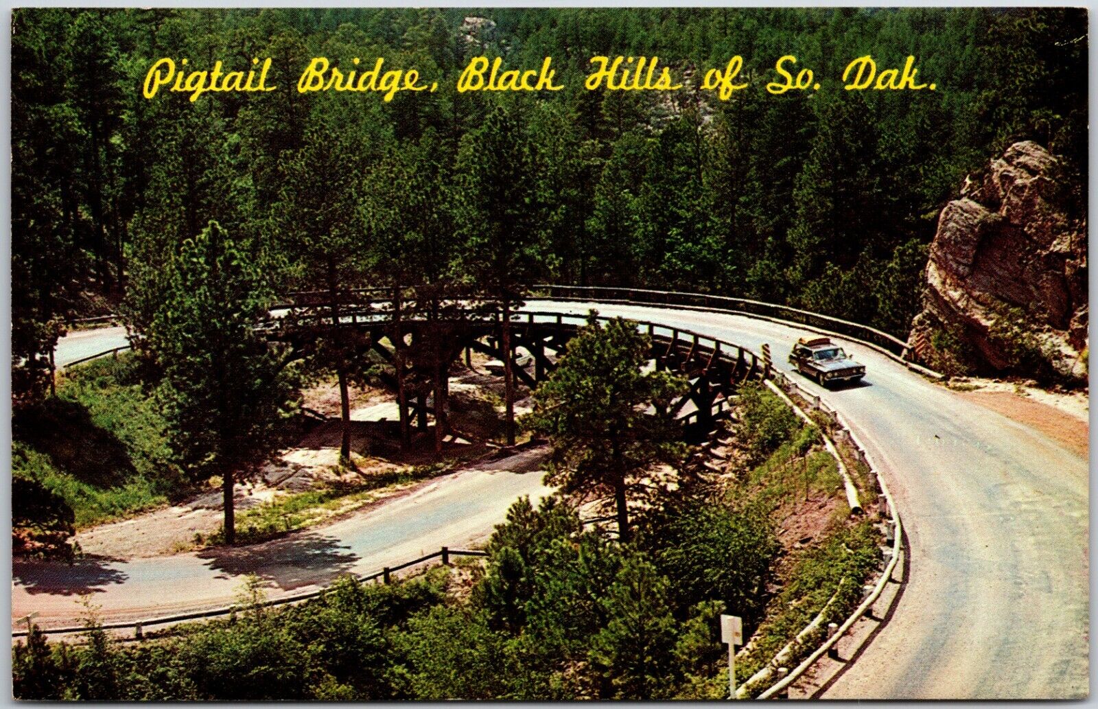 Pigtail Bridge, Black Hills, South Dakota - Postcard