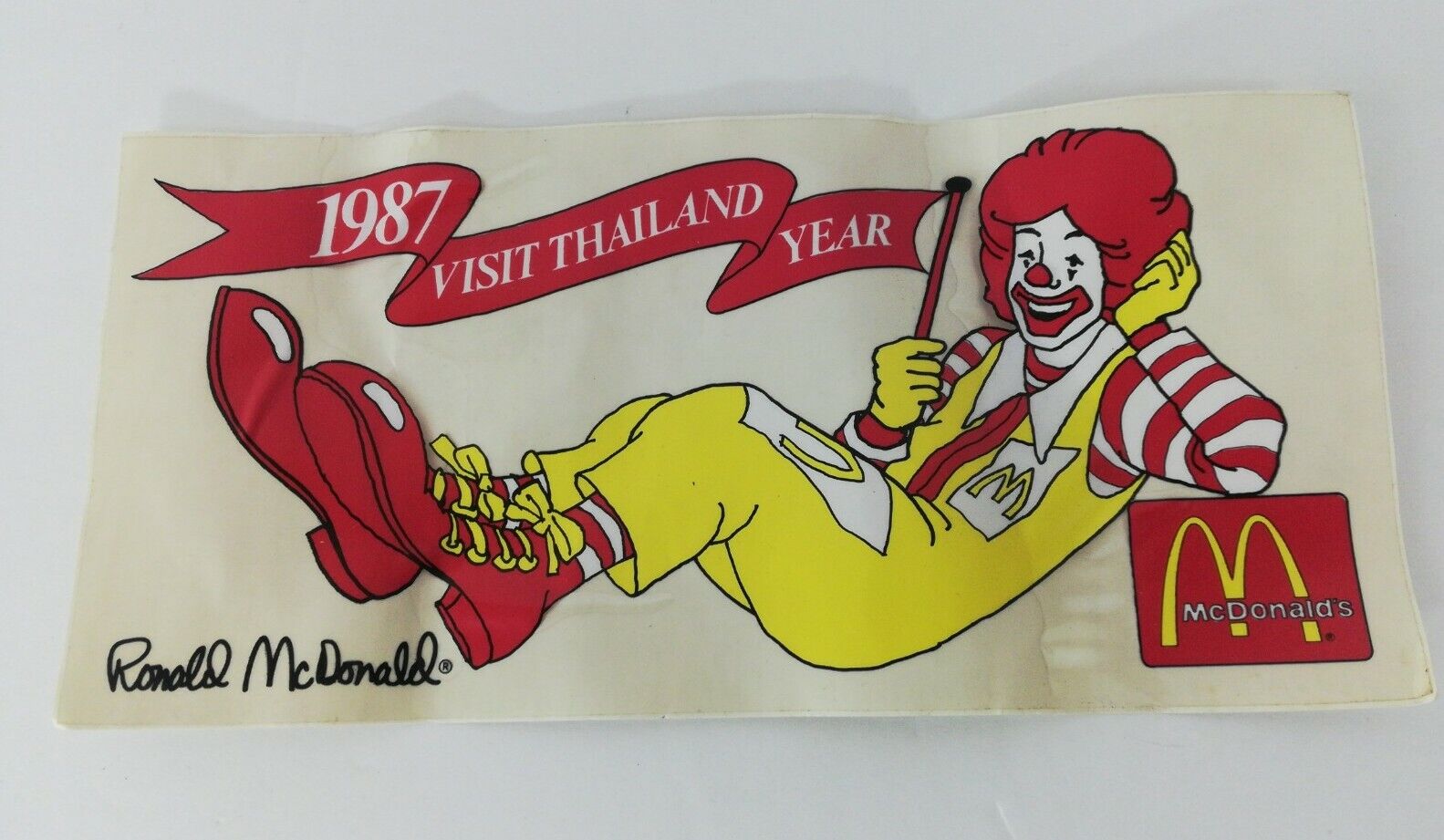 Vintage Rare McDonald\'s Thailand Sticker Decal 1987 Visit Thailand 