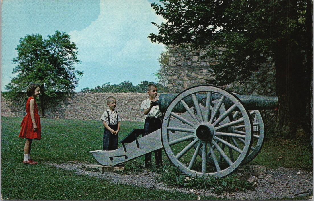 c1960\'s Children Civil War Cannon Fort Frederick State Park Washington CO MD