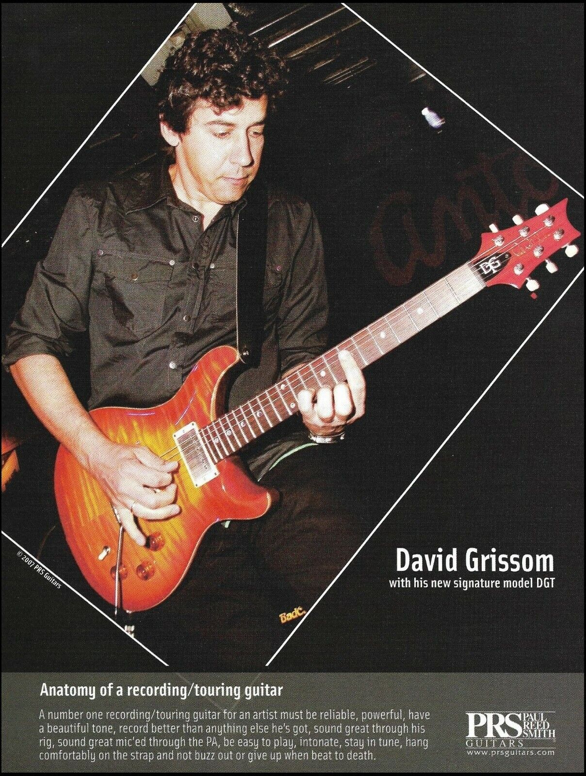 David Grissom Signature PRS DGT guitar advertisement 2007 ad print