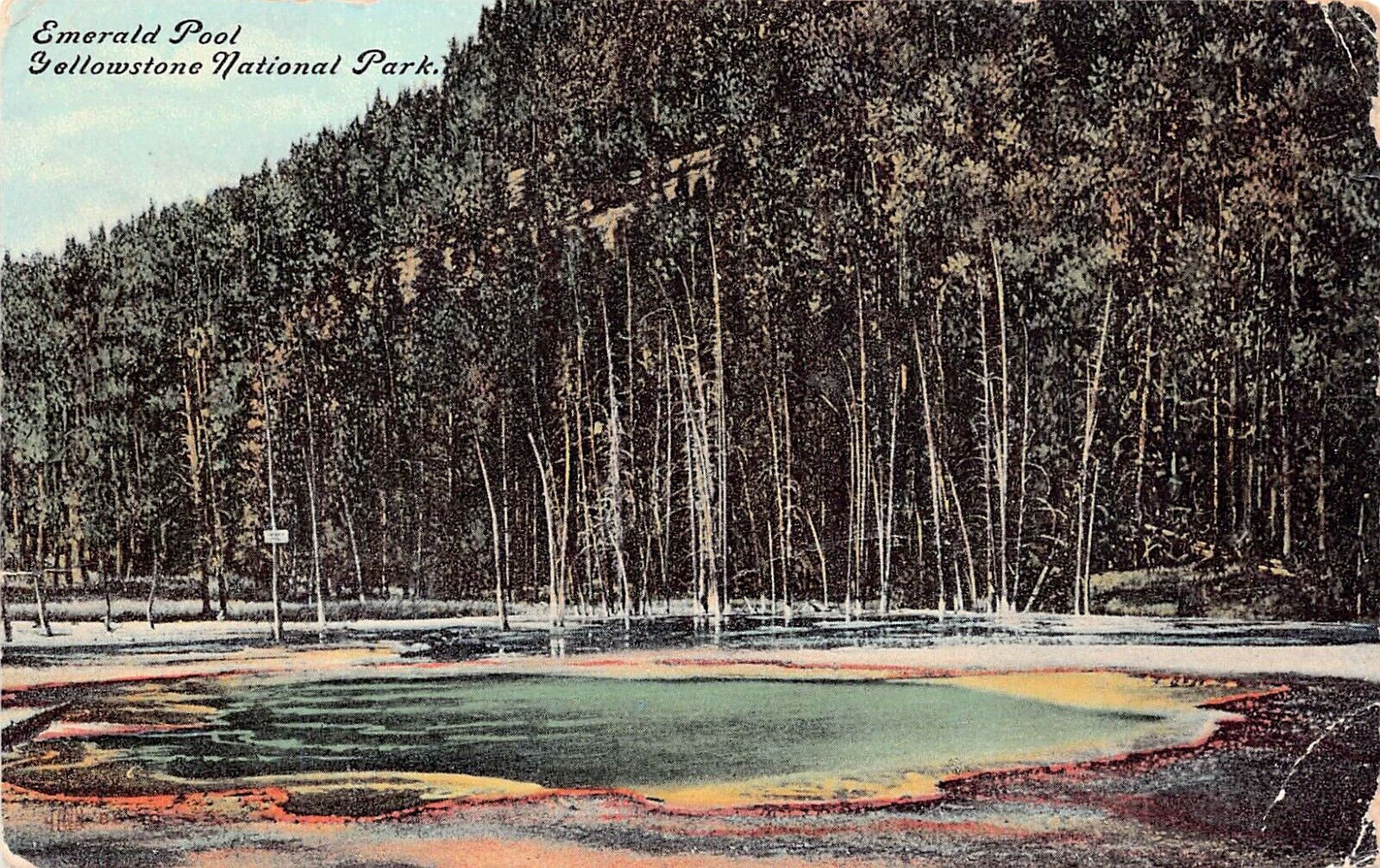 Yellowstone National Park WY Wyoming Emerald Pool Hot Spring Vtg Postcard B51